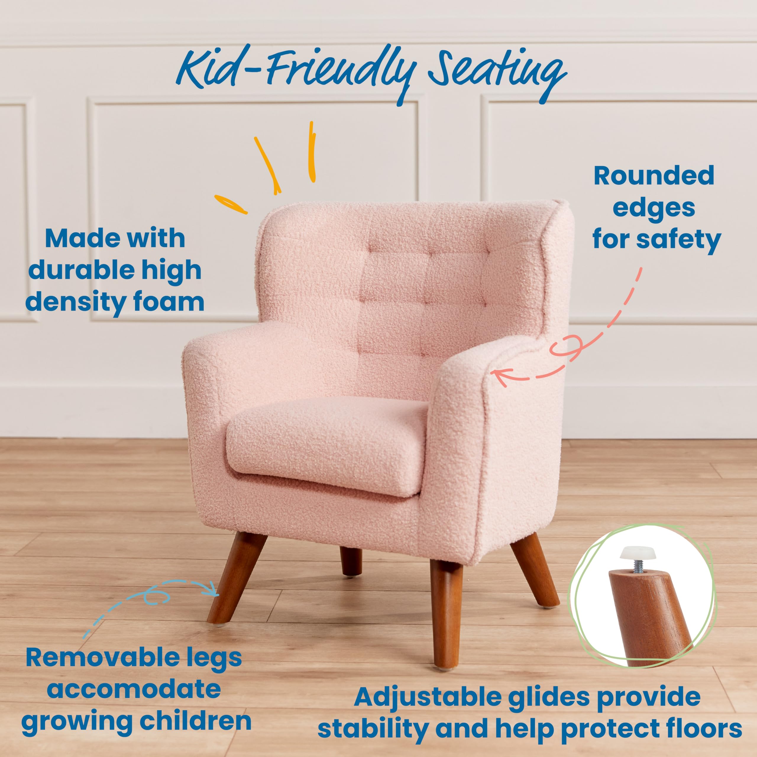 ECR4Kids Mila Arm Chair for Kids - Sturdy & Comfortable Pink Children's Chair for Classroom, Playroom & Bedroom - Toddler Furniture with Armrests