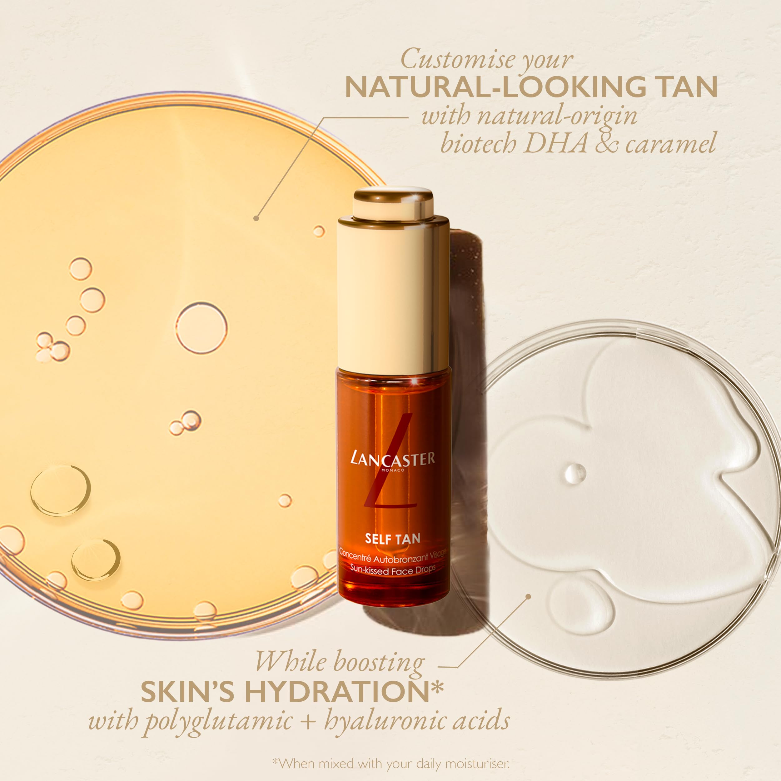 Lancaster Self Tan Sun-Kissed Face Drops 15ml - Natural Looking Tan for Face with Flawless Radiant Finish | Easy to Apply Water & Sweat Resistant Vegan Formula | Perfect for Daily Use, Travel & Sunless Tanning