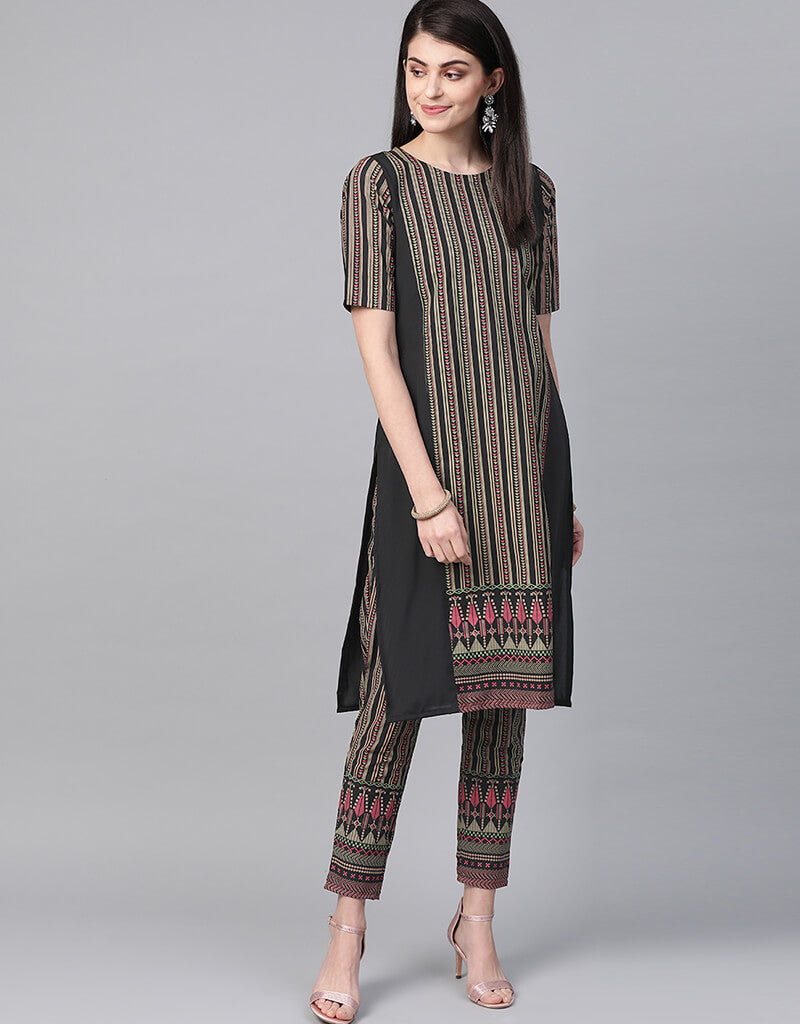 Black Crepe Straight Leg Pants for Women - Comfortable Office Wear & Casual Outfits