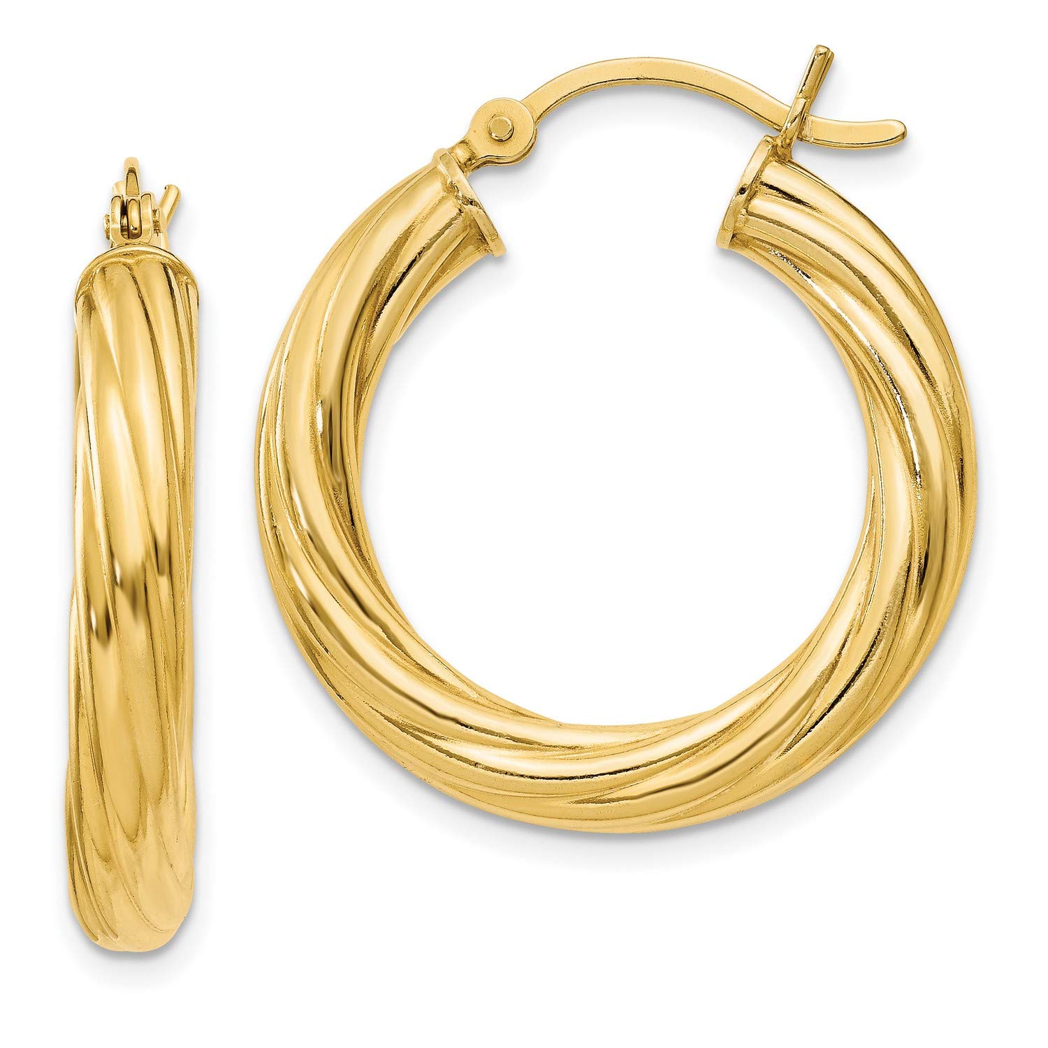 Sterling Silver Gold-Plated Twist Hoop Earrings 25mm (18x4mm) - Elegant & Durable for Everyday Wear, Parties & Gifts