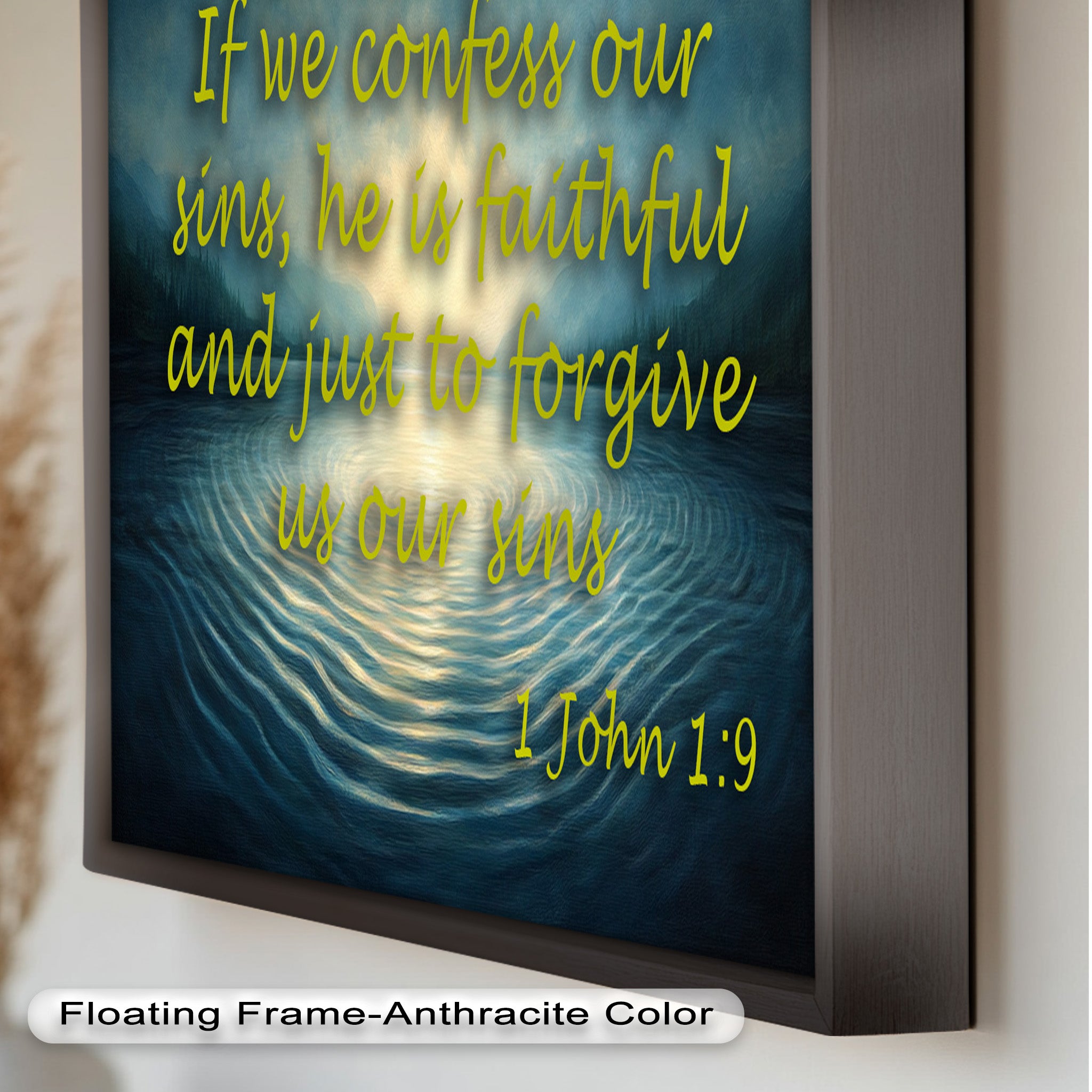 1 John 1:9 Bible Verse Oil Painting - Christian Faith Wall Art Decor for Home, Church & Office - Inspirational Scripture Canvas Print