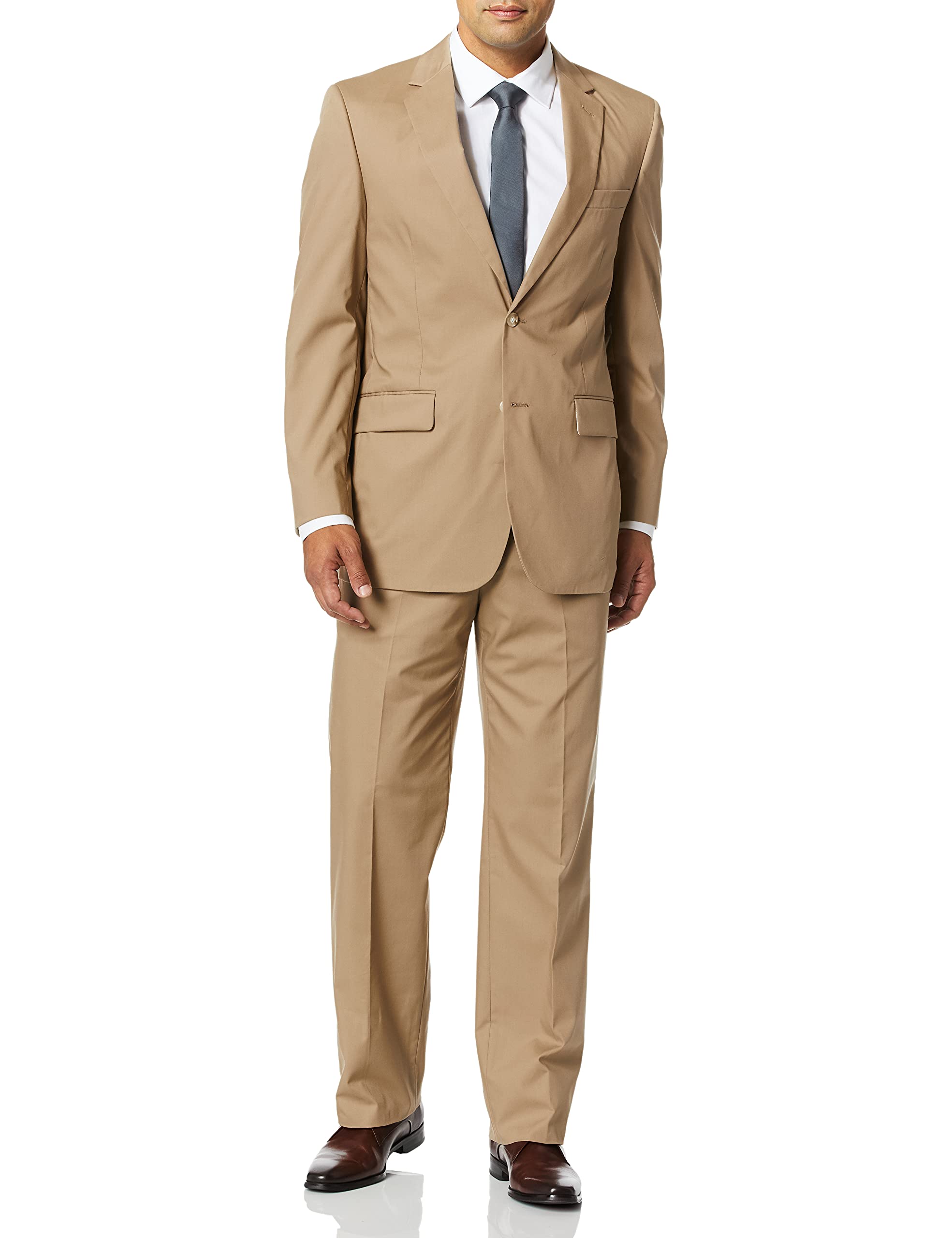 Palm Beach Men's Boone Poplin Suit - Lightweight Summer Business Attire for Weddings & Office Wear | Breathable & Stylish Formal Suit for Men