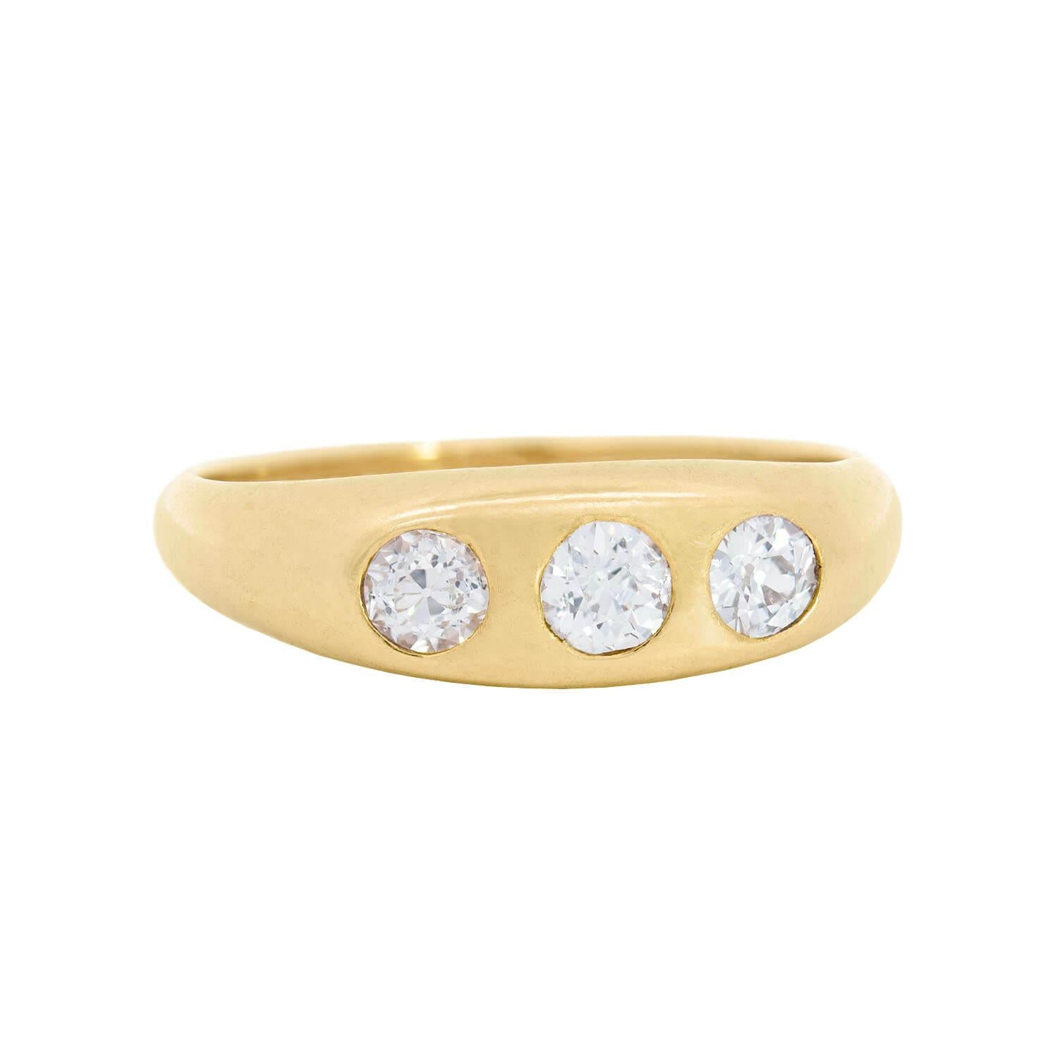 Antique Late Victorian 14K Gold Diamond Three Stone Engagement Ring - Vintage Jewelry for Weddings, Anniversaries & Special Occasions