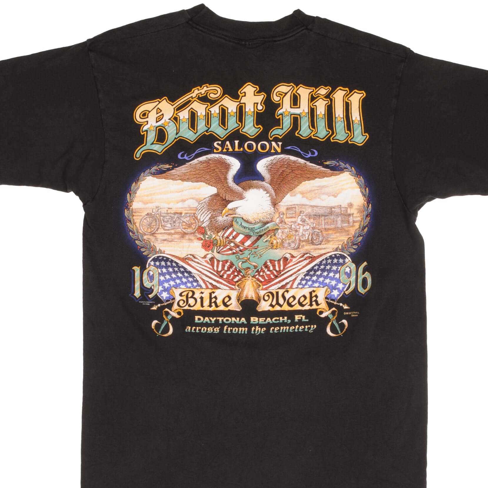 Vintage Boot Hill Saloon Bike Week 1996 Retro T-Shirt - Size Large - Made in USA - Motorcycle Enthusiast Gift & Biker Event Apparel