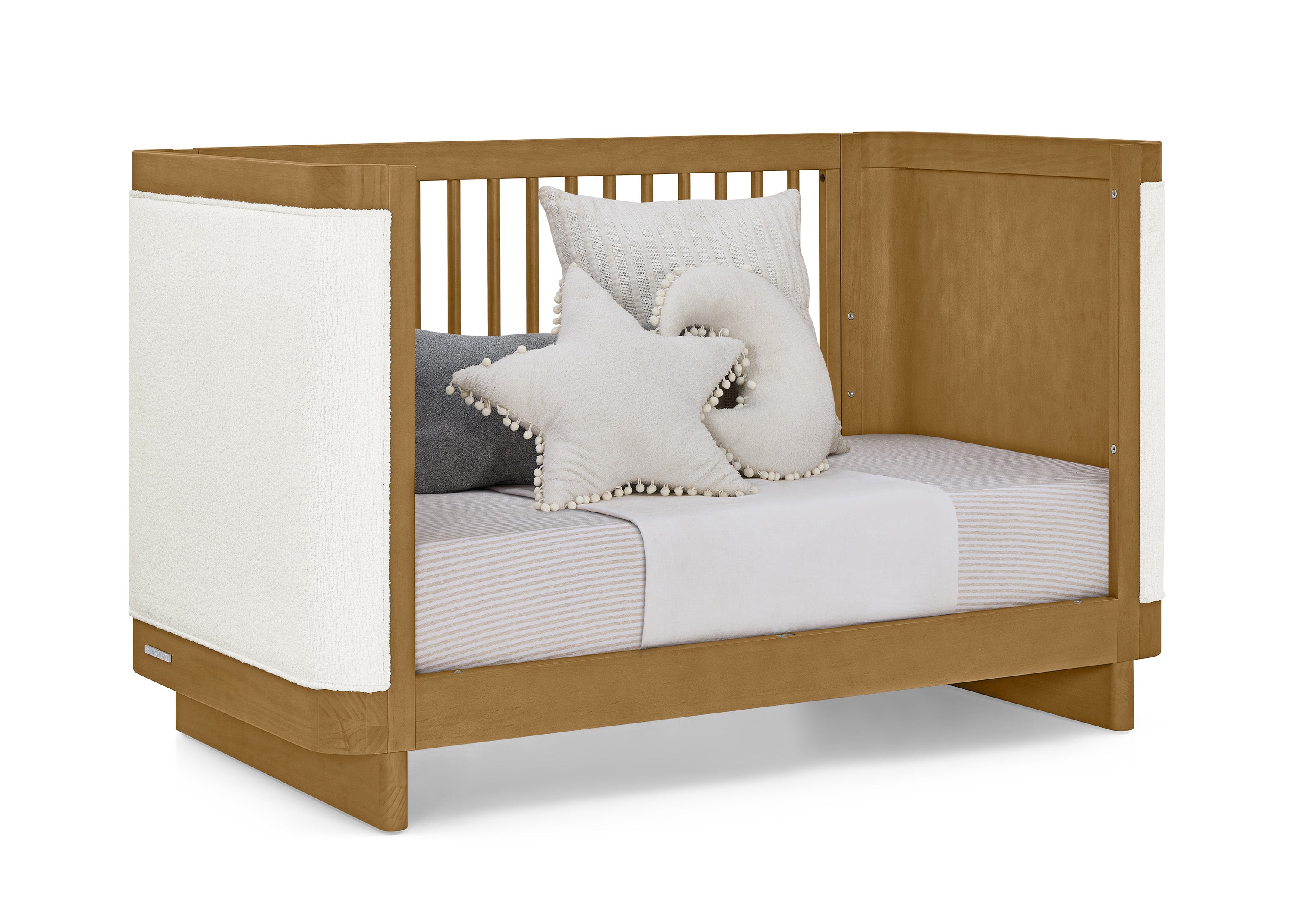 Callie 4-in-1 Convertible Upholstered Baby Crib with Toddler Bed Conversion - Modern Nursery Furniture for Newborns to Kids | Perfect for Small Spaces & Shared Rooms