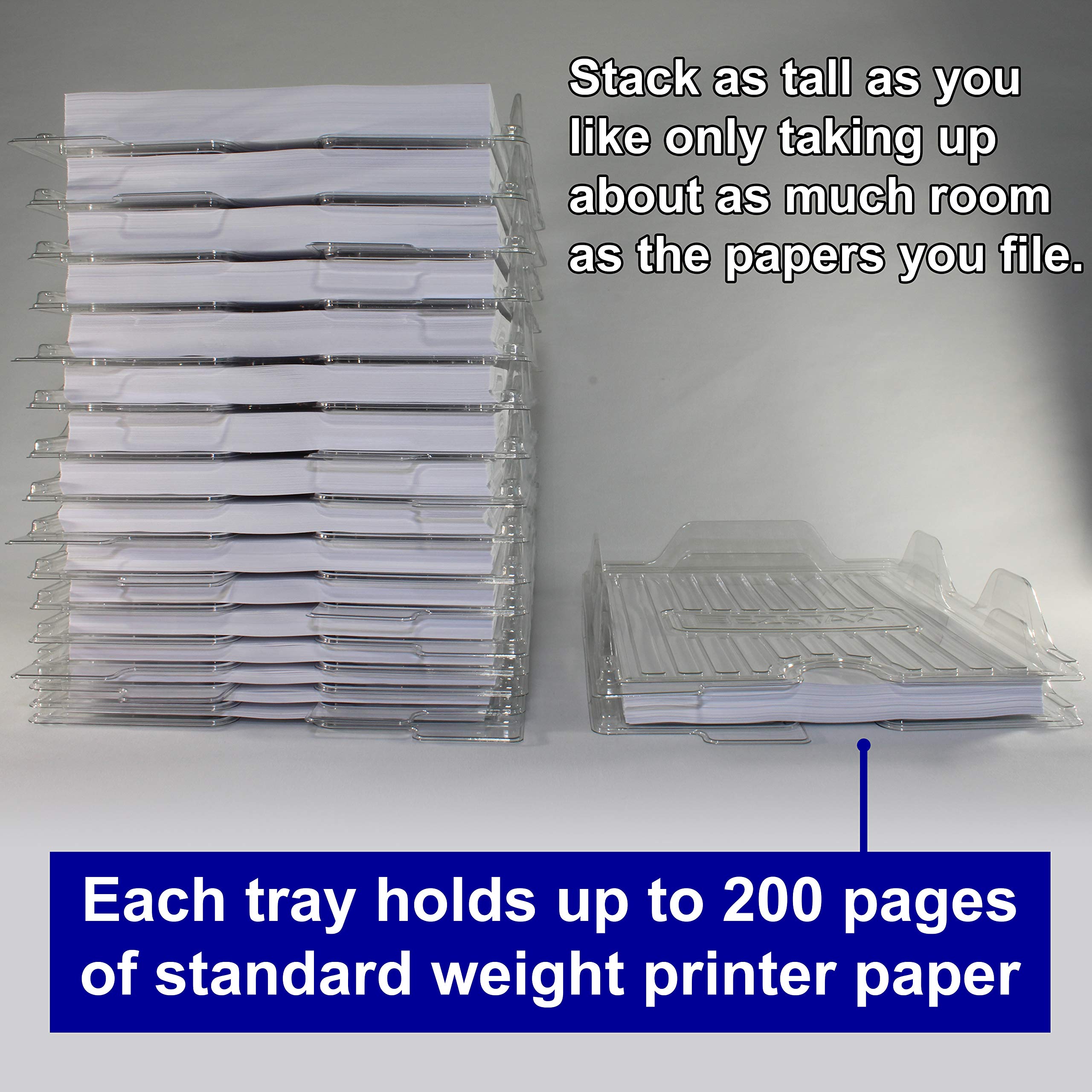 Clear Stackable Letter Size File Organizers - 12 Pack for Office Files, Mail & Documents - Perfect for Desk Organization & Home Office Storage