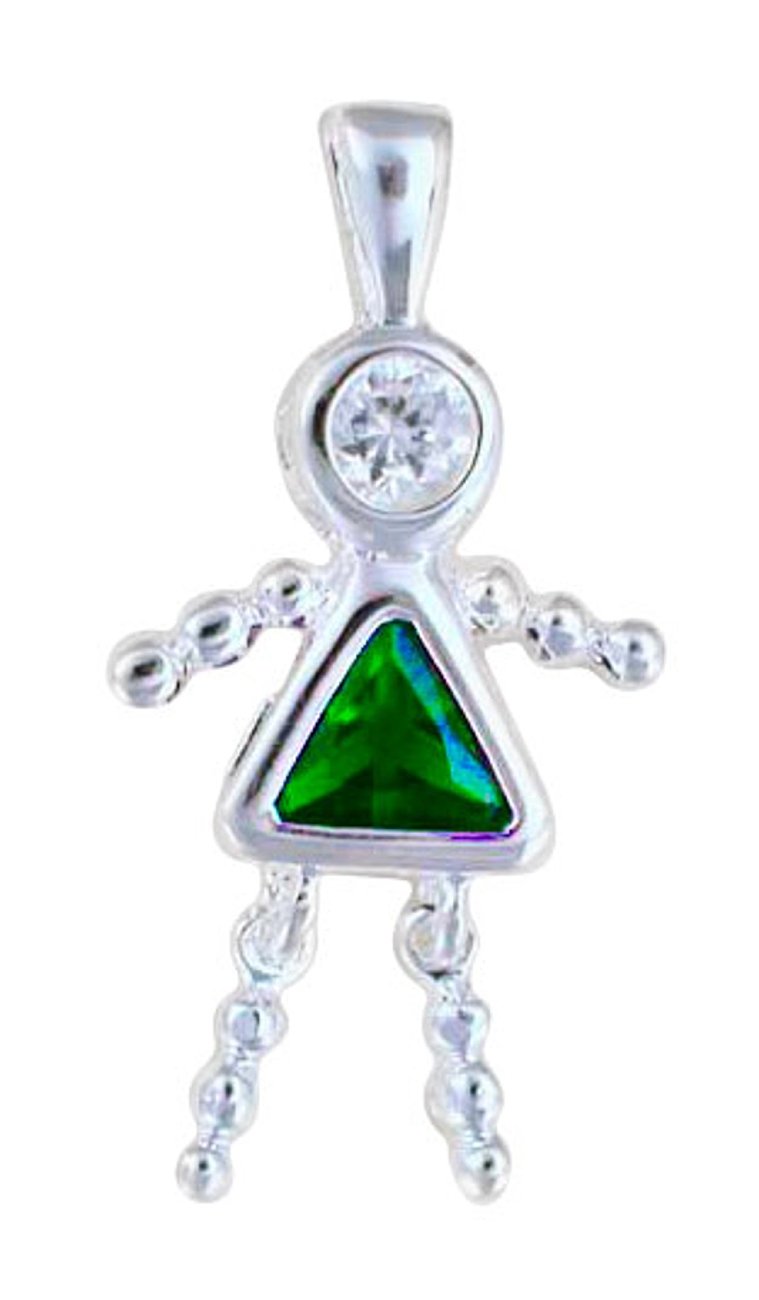 Sterling Silver May Birthstone Pendant Necklace for Girls - .8mm Simulated Gemstone, Perfect for Baby Shower Gifts & First Birthday Presents