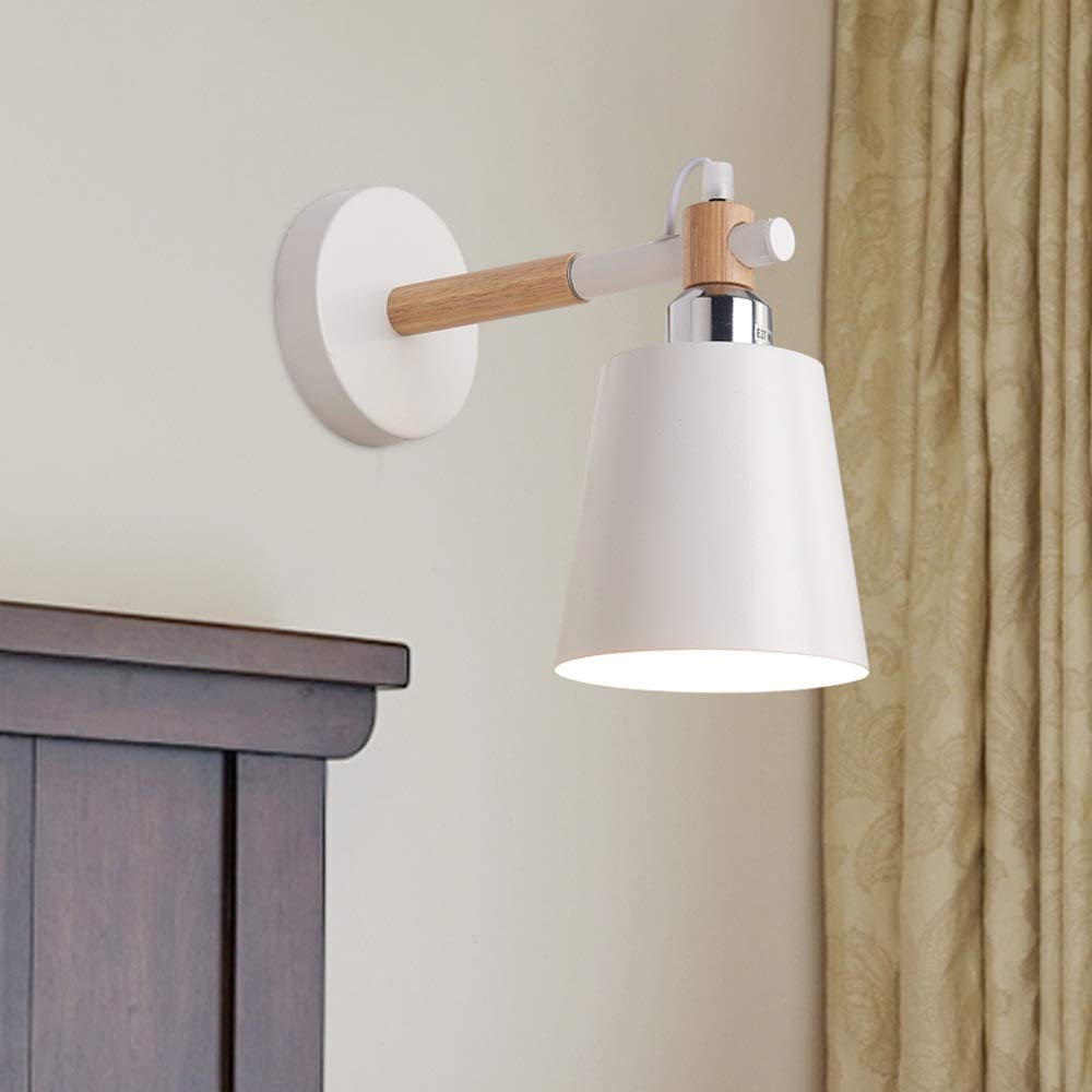 Modern Minimalist Wall Lamp - Creative Wrought Iron Design for Study, Bedroom, Hallway & Living Room - White LED Wall Light for Staircase, Corridor & Bedside Lighting - Home Decor & Ambient Lighting Solution