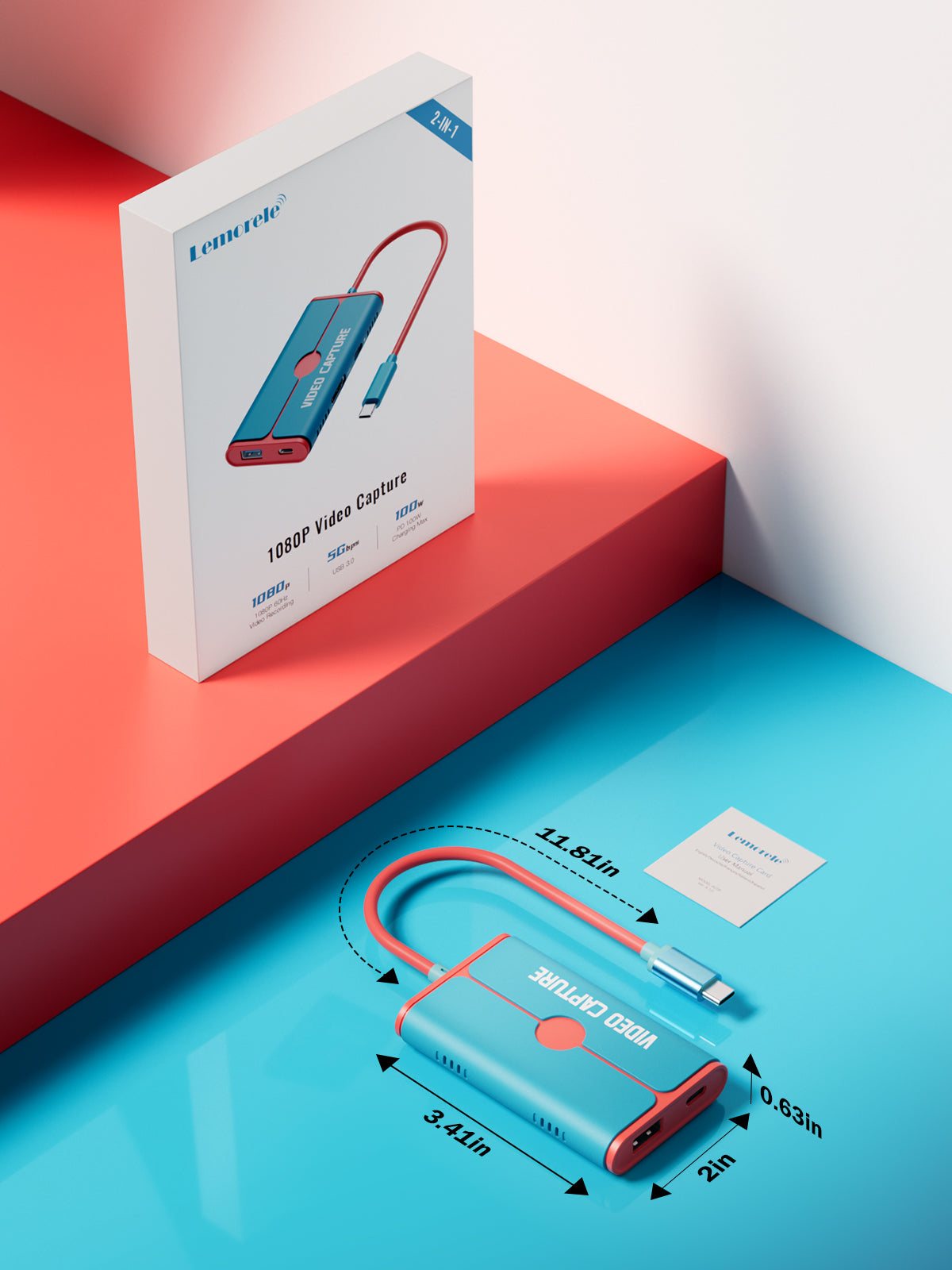Lemorele USB Video Capture Card - 4K HDMI to USB Converter for Live Streaming, Gaming, Recording | Compatible with PC, Mac, PS5, Xbox | Perfect for Content Creators, Gamers & Video Editors