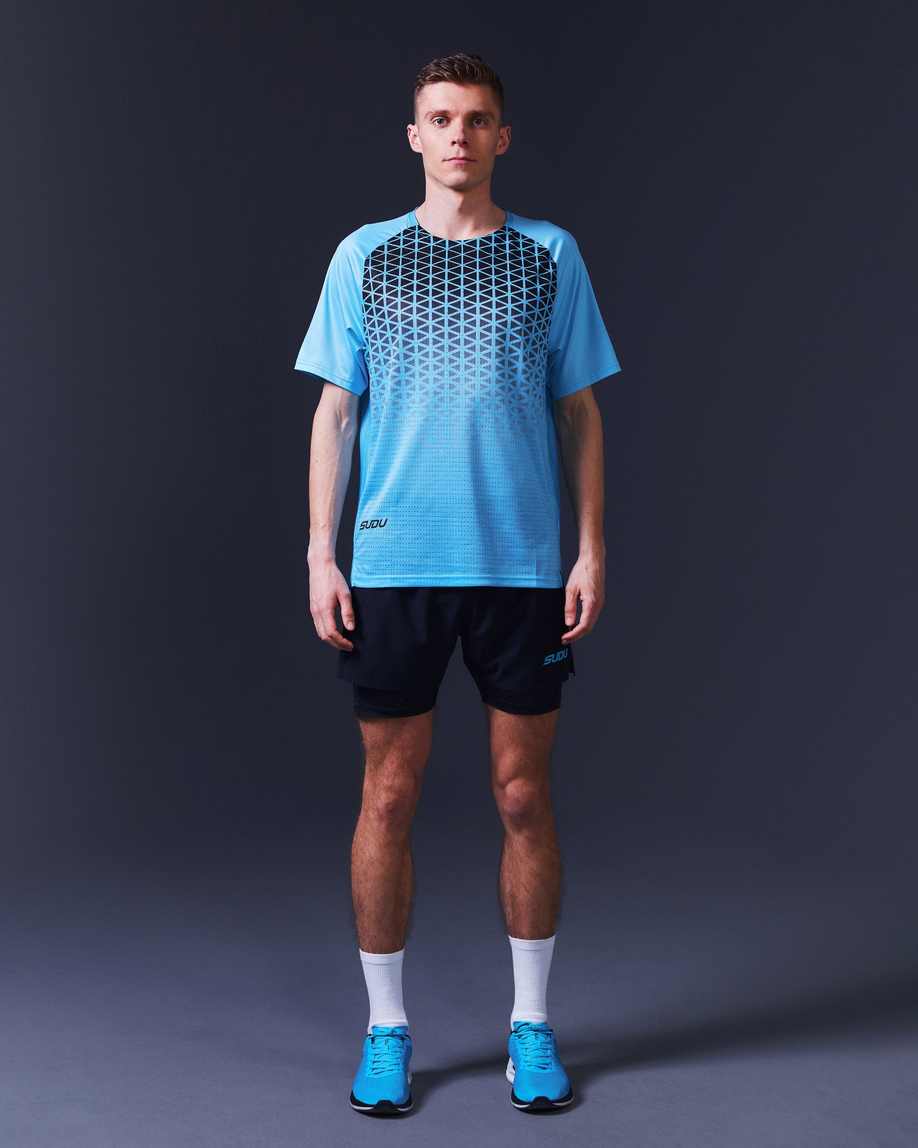 SRT SS 01 Men's Light Blue & Black Short Sleeve T-Shirt - Comfortable Casual Tee for Summer, Gym, and Everyday Wear