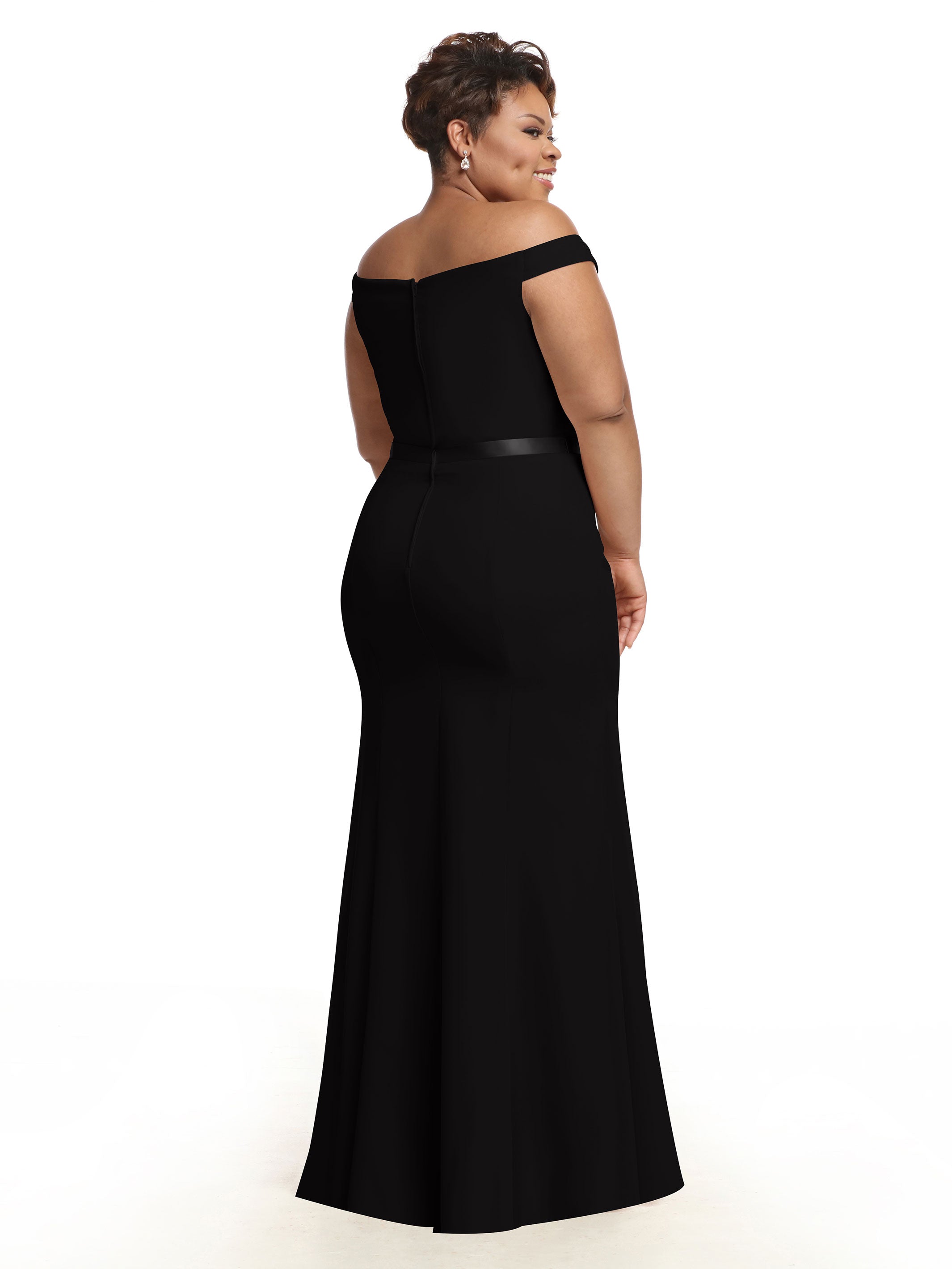 Elegant Off-the-Shoulder Chiffon Bridesmaid Dress with Ribbon Belt - Flattering Fit & Flare Design for Weddings, Parties & Special Occasions