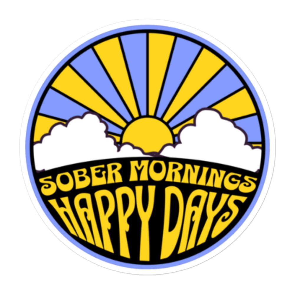 Sober Mornings Happy Days Motivational Sticker - Inspirational Quote Decal for Water Bottles, Laptops, Journals - Perfect for Recovery, Sobriety Gifts & Daily Encouragement