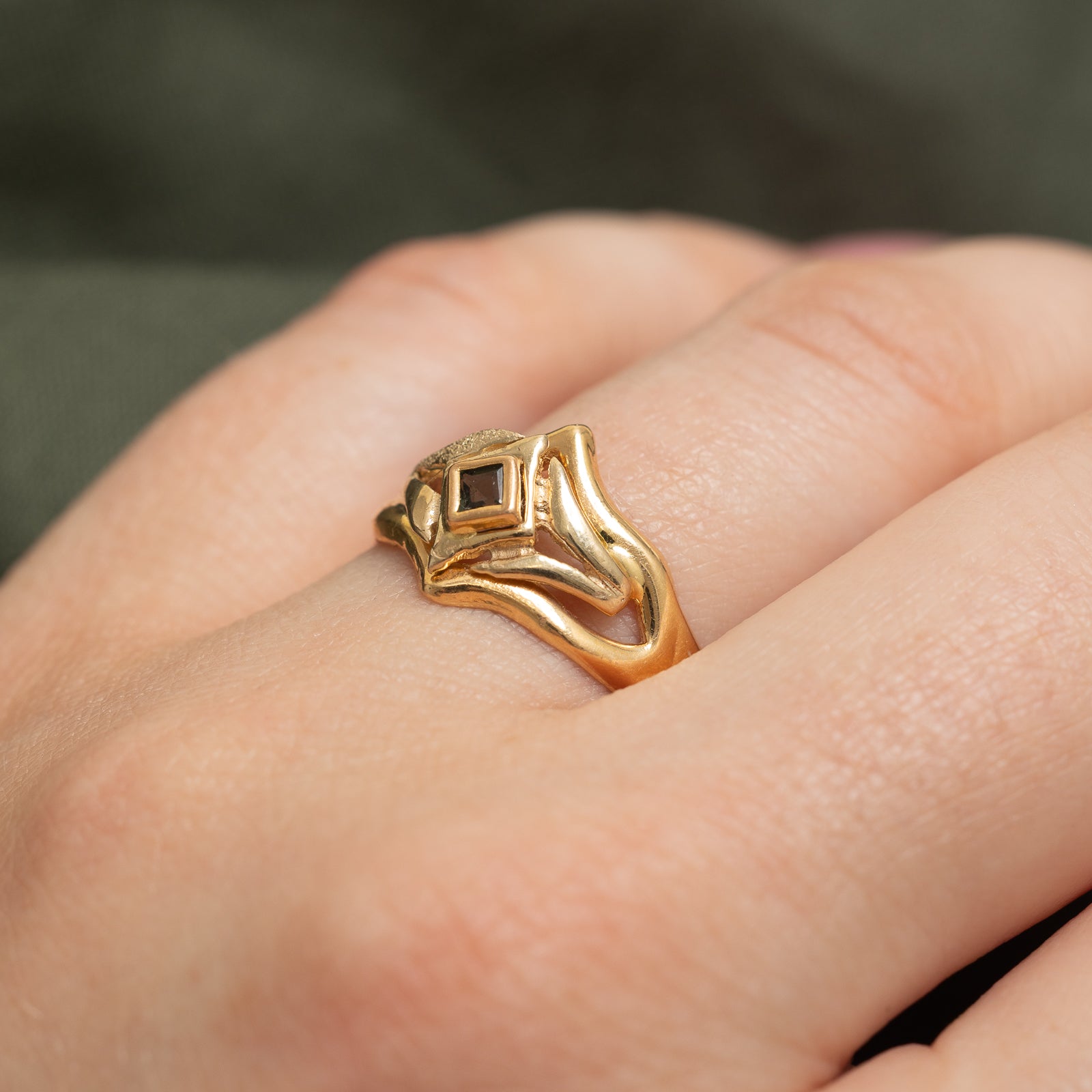 0.08ct Synthetic Spinel Abstract Ring - Size 8 | Elegant Statement Jewelry for Women, Perfect for Parties, Weddings & Everyday Wear