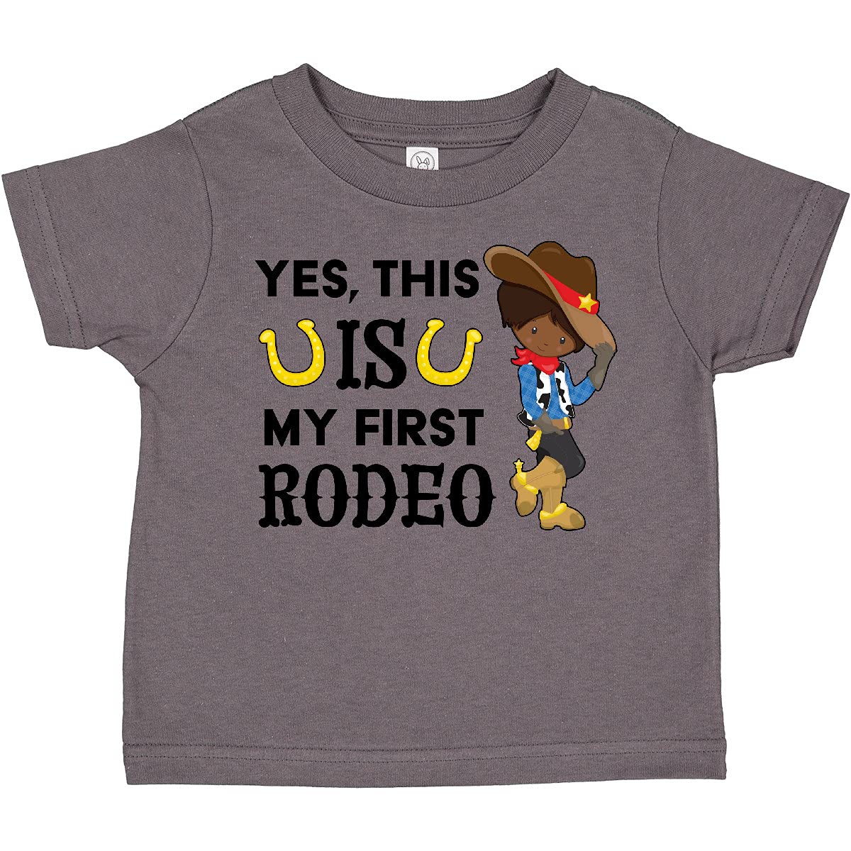Inktastic 'Yes, This is My First Rodeo' Cowboy Hat & Boots Toddler T-Shirt - Cute Western Outfit for Kids Rodeo, Cowboy Parties & Western Theme Events