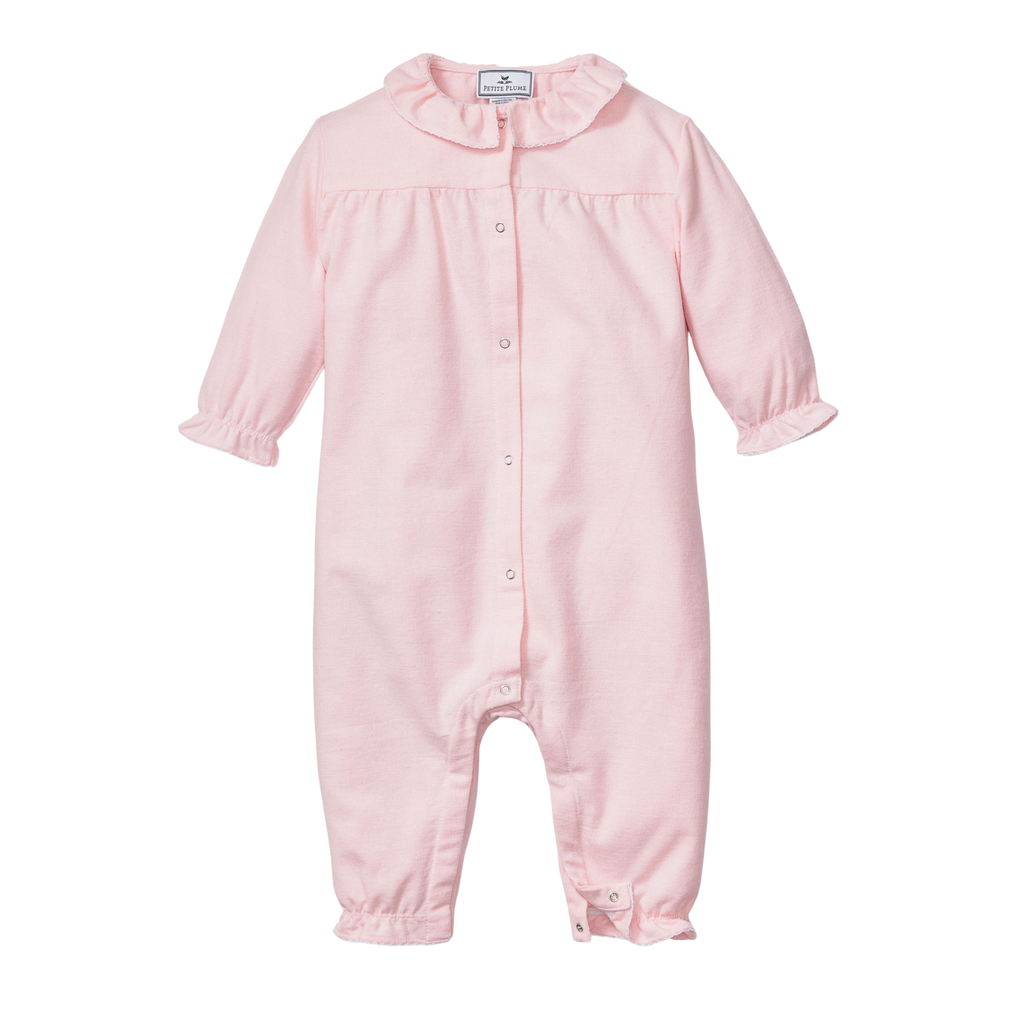 Pink Baby Flannel Madeline Romper - Soft & Cozy Infant Jumpsuit for Girls - Perfect for Playtime, Photo Shoots & Casual Outings