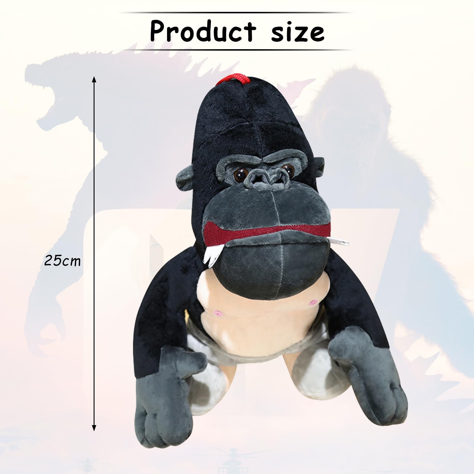 CLVSYH Godzilla vs King Kong Stuffed Animal Plush Toy - 25cm King Kong Soft Toy for Kids, Birthday Party Favors, Christmas Gifts & Collectibles - Perfect for Movie Nights, Bedtime Companions & Superhero Playtime