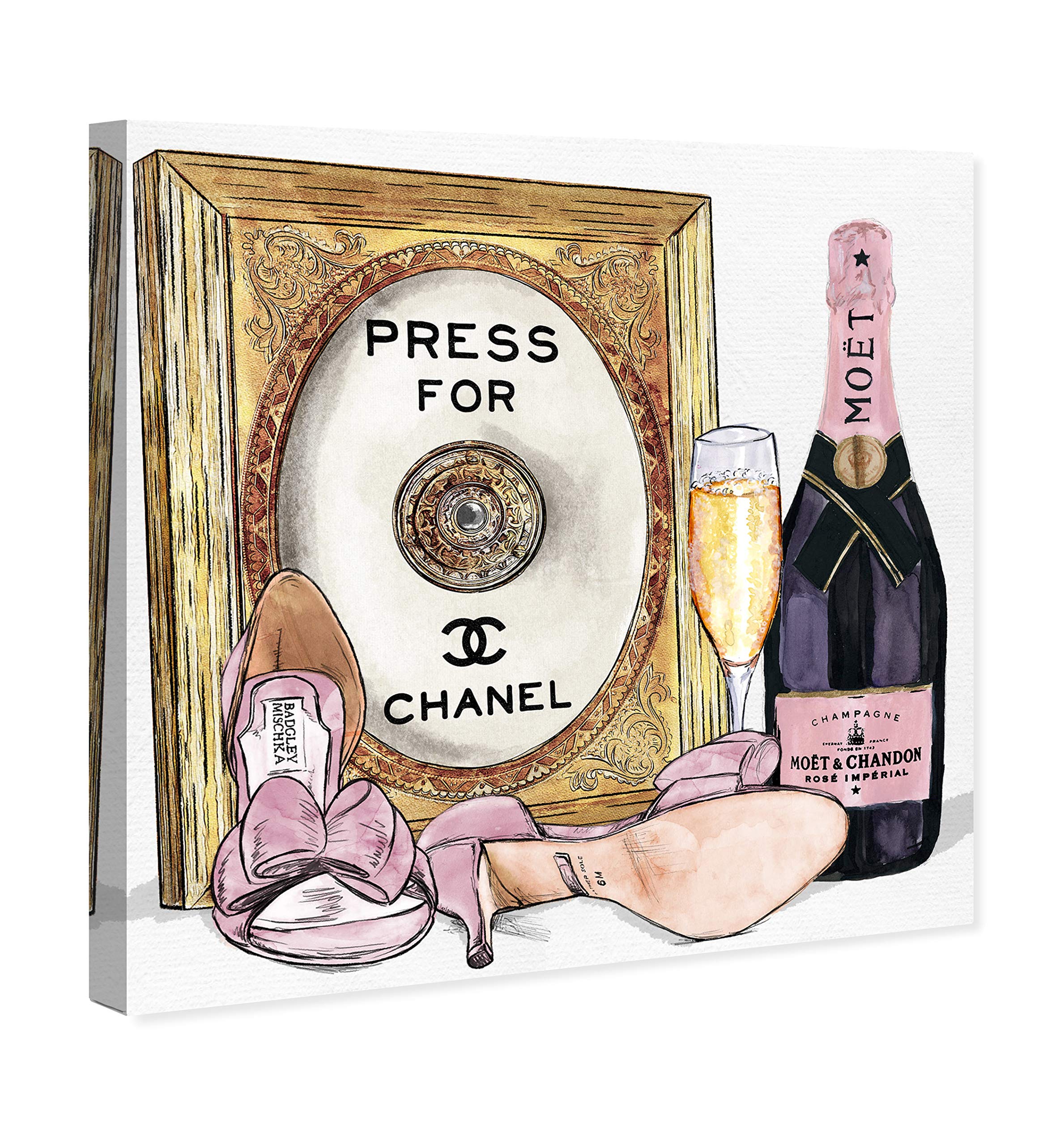 Oliver Gal Artist Co. Champagne Cocktail Wall Art Canvas Print - 30x30 Inch Fashion & Glam Home Decor in Gold & Pink - Perfect for Living Room, Bedroom or Office Decoration