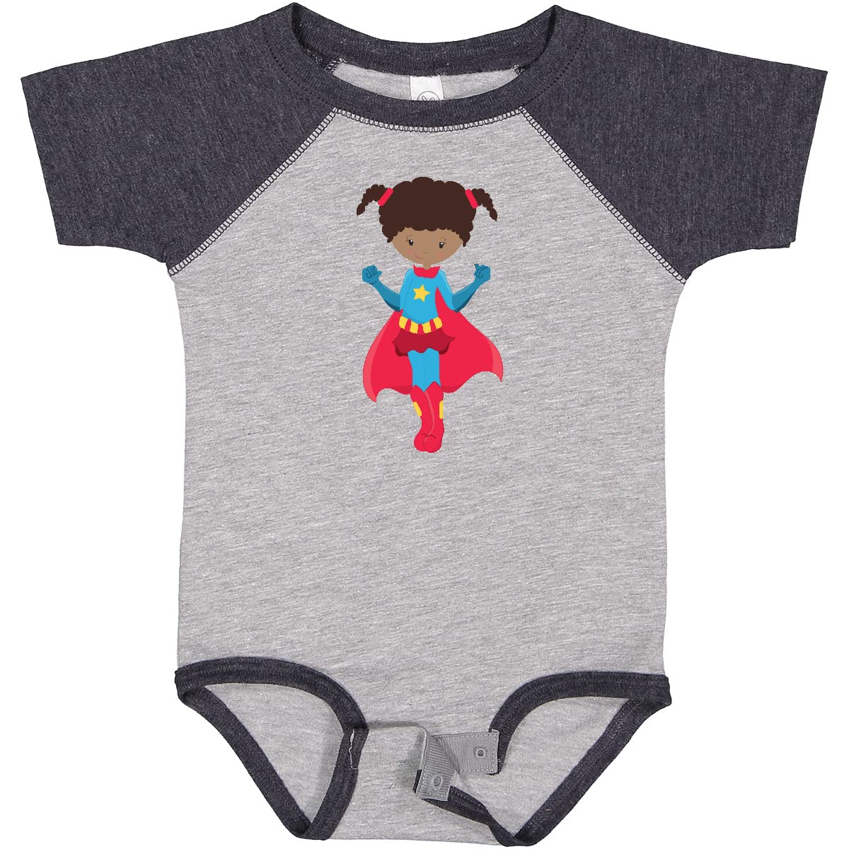 Inktastic African American Superhero Girl Red Cape Baby Bodysuit - Cute Infant Onesie for Superhero Costume & Everyday Wear