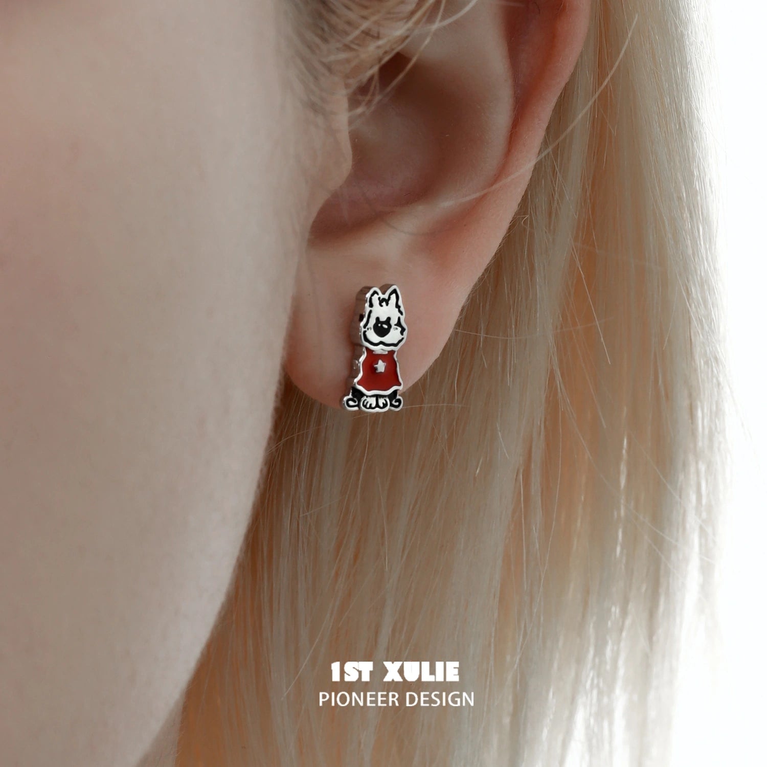 2024 Christmas Graffiti Puppy Sterling Silver Stud Earrings - S925 Hypoallergenic Jewelry Gift for Women - Perfect for Holiday Parties, Gift Exchanges & Festive Outfits