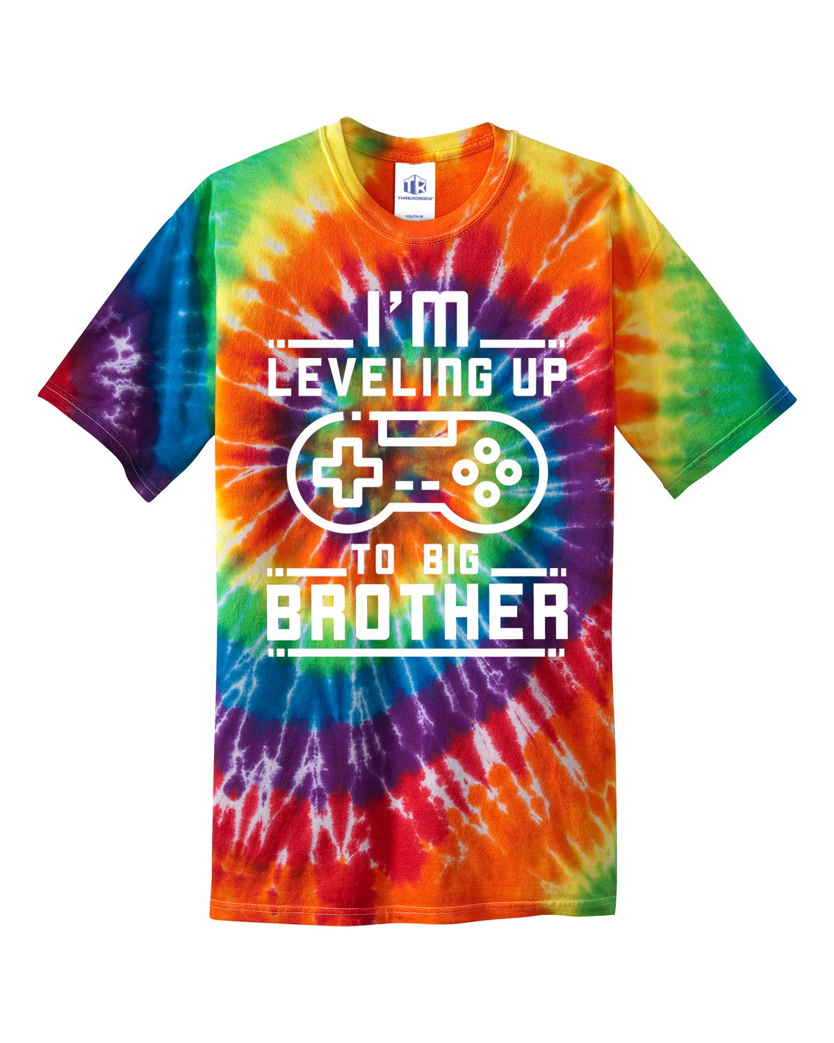Threadrock Big Boys' Leveling Up to Big Brother Tie Dye T-Shirt | Cool Graphic Tee for Teens & Youth | Perfect for Sibling Matching, Birthday Gifts & Casual Wear