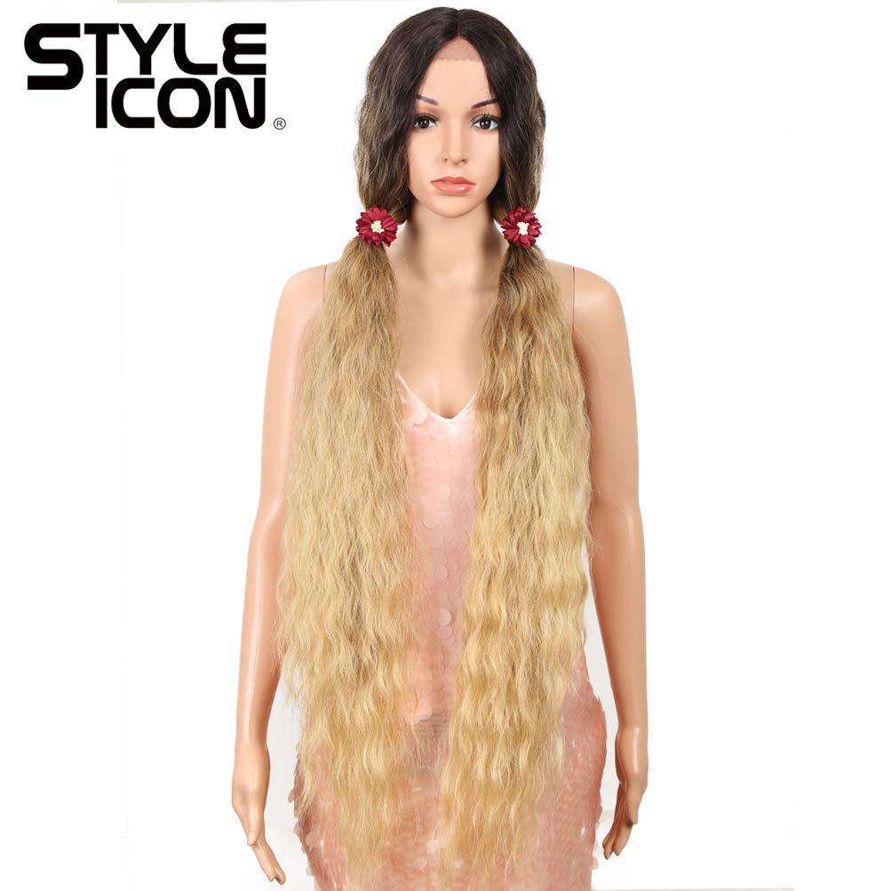 41” Long Wavy Synthetic Lace Front Wig with Baby Hair - Half Hand Tied 130% Density Human Hair Wig for Women (TAT6/27/24E) - Perfect for Cosplay, Daily Wear & Special Occasions