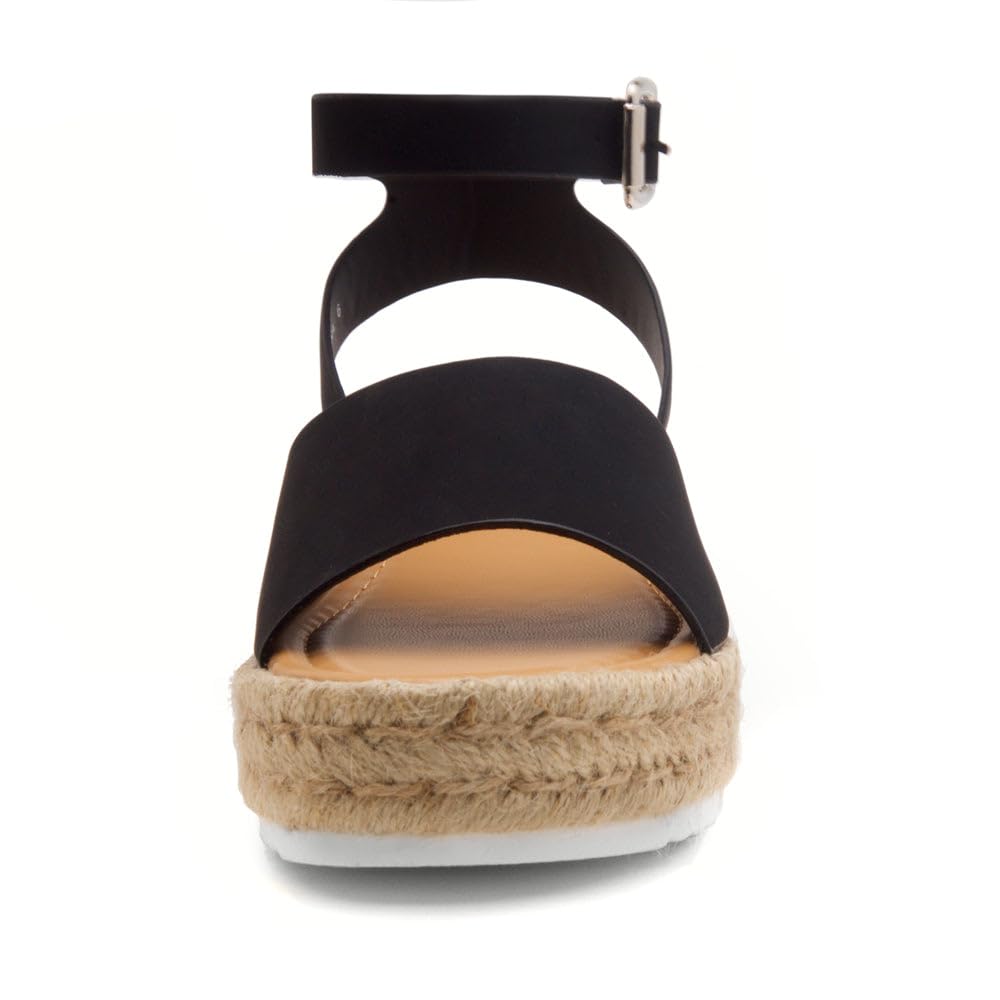 Legossa Women's Platform Sandals with Ankle Strap - Comfortable Open Toe Espadrille Wedge Sandals in Black, White & Tan | Summer Casual Flatform Shoes for Beach, Vacation & Everyday Wear