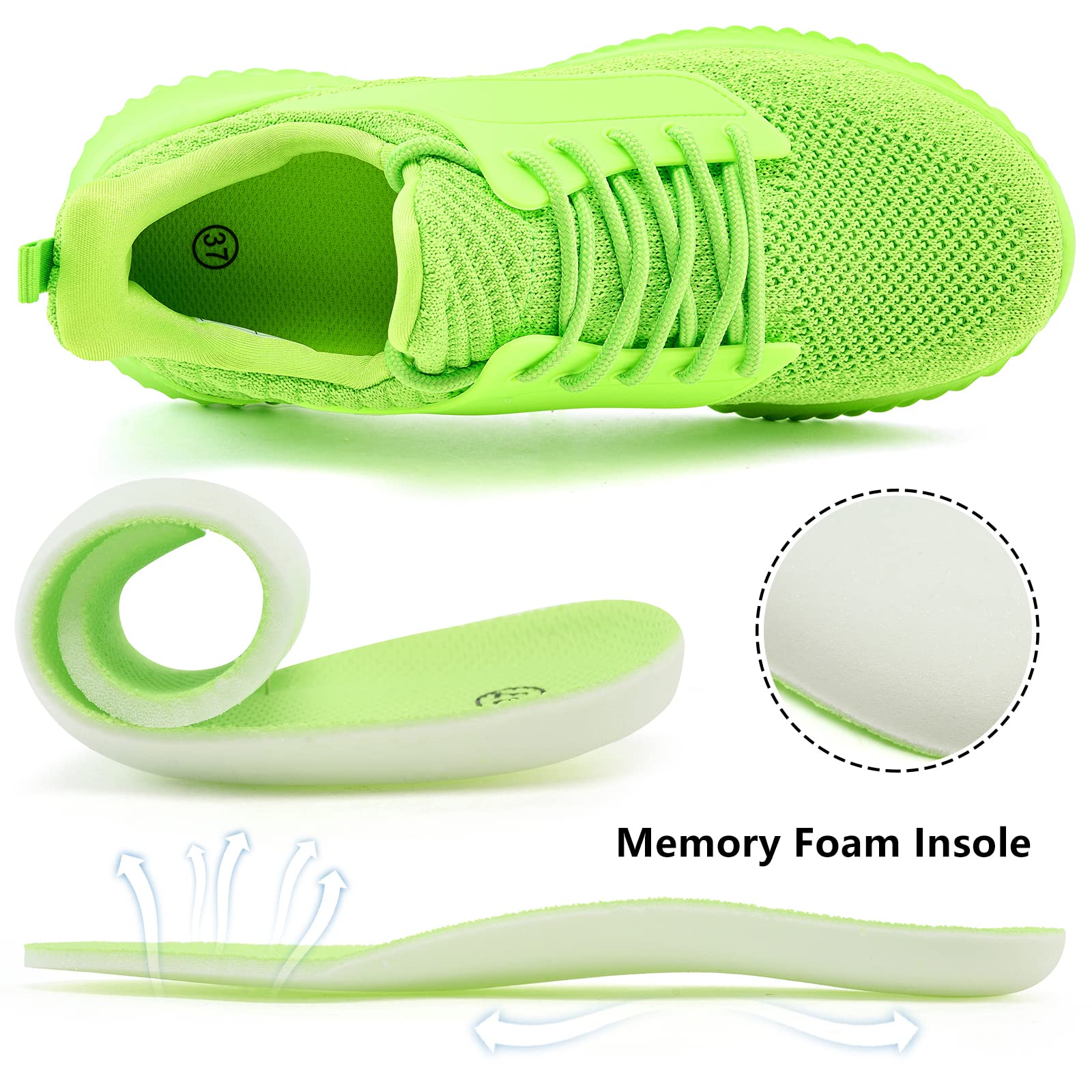 Akk Women's Slip-On Walking Shoes - Lightweight Memory Foam Running Sneakers for Tennis, Gym, Workout | Indoor & Outdoor Comfort for Walking, Jogging, Travel & Daily Wear