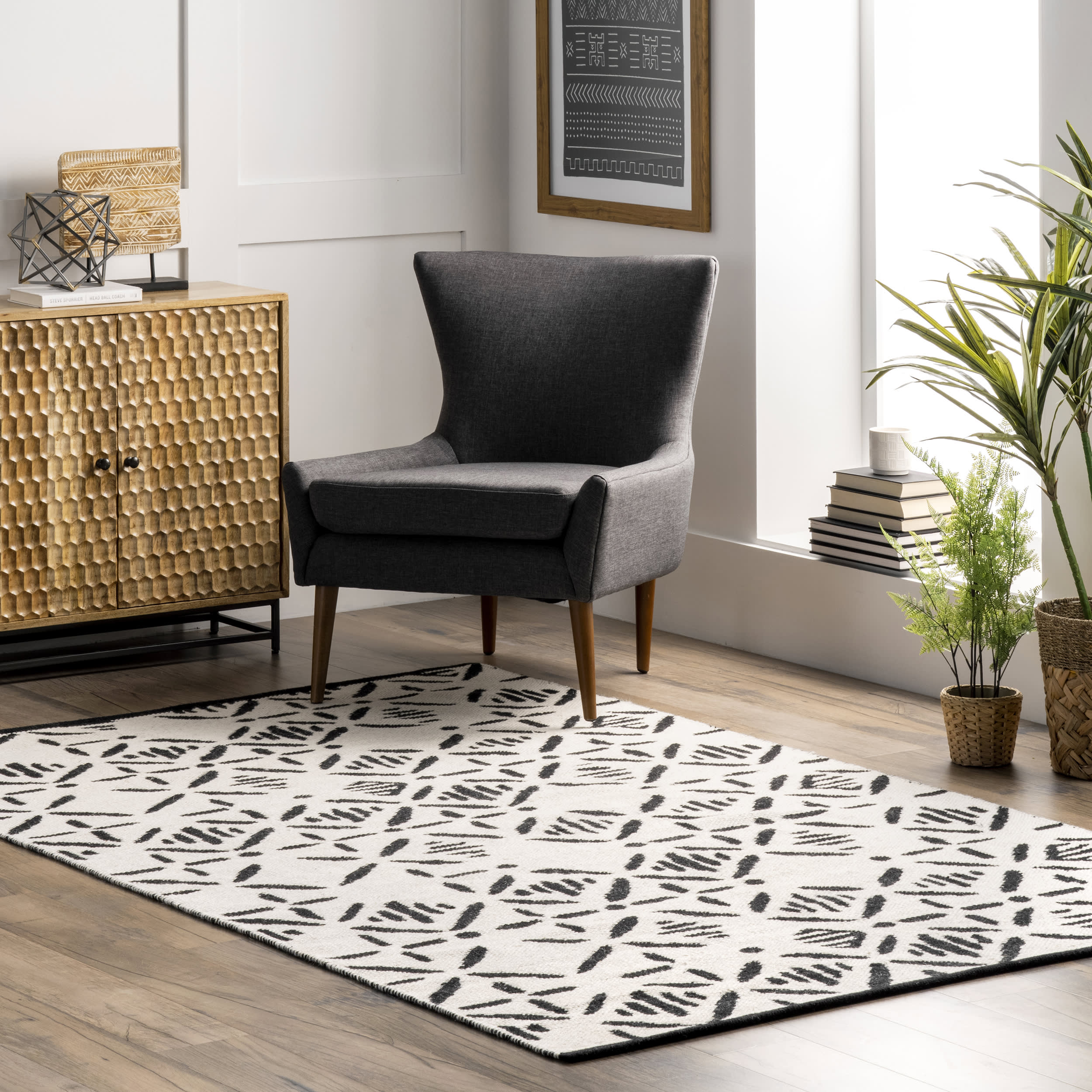 Premium Cora Wool Lattice Area Rug in Ivory - Soft & Durable Handwoven Carpet for Living Room, Bedroom, or Office Decor