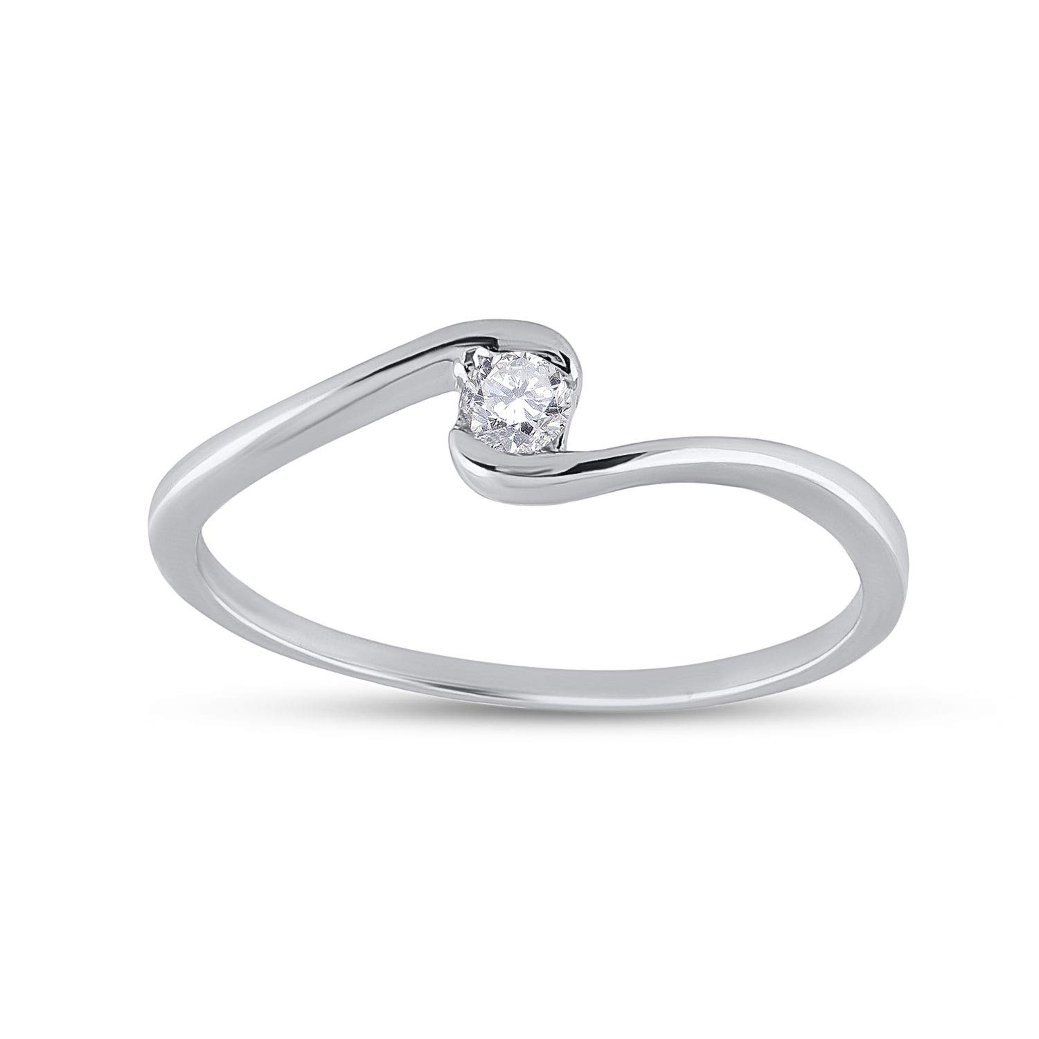 10K White Gold Women's Round Diamond Solitaire Promise Ring - 1/20 CTTW - Perfect for Engagements, Anniversaries & Special Occasions