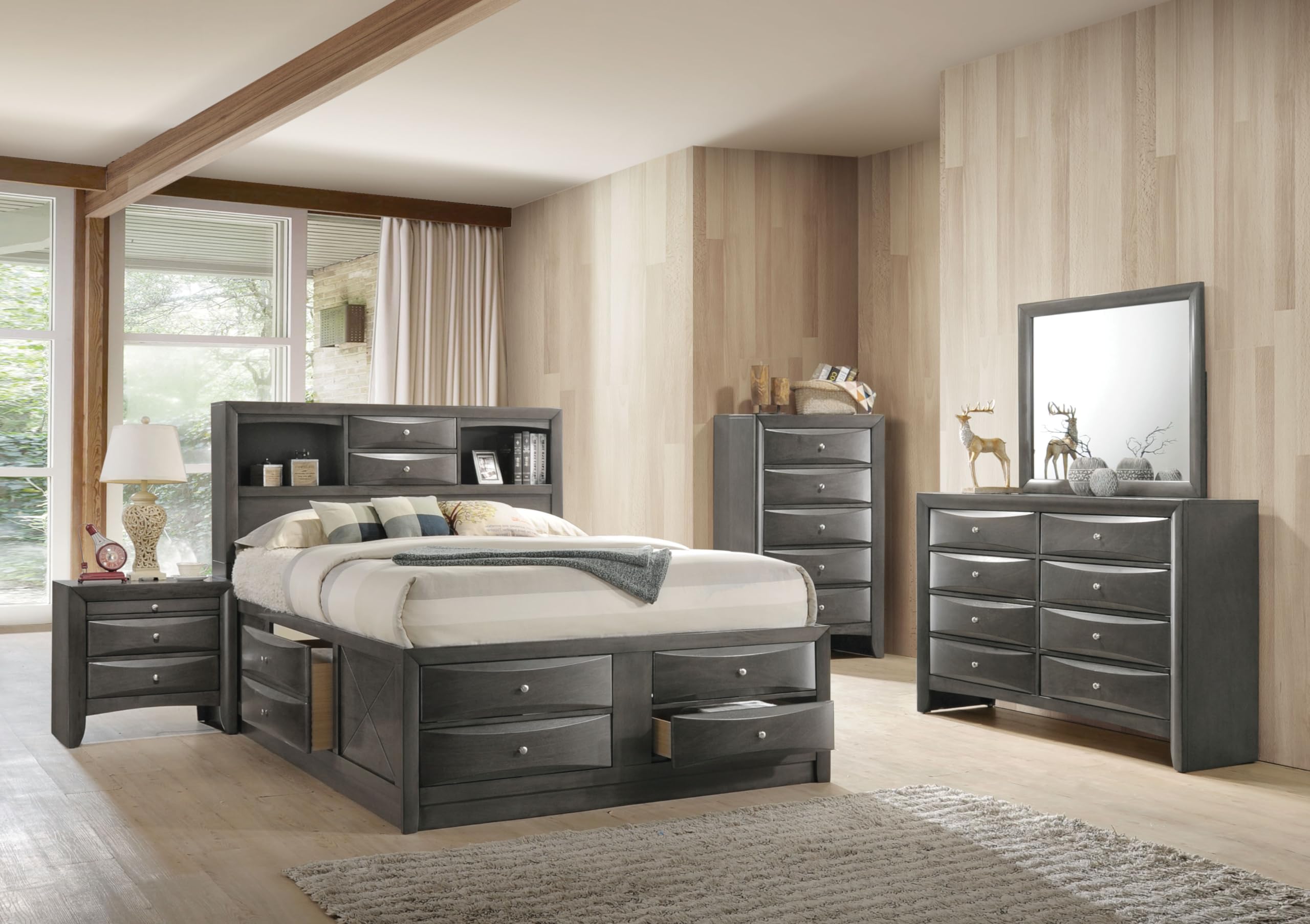 Acme Ireland Full Captain's Bed in Gray Oak - Sturdy Wooden Storage Bed Frame with Drawers - Perfect for Small Bedrooms & Guest Rooms