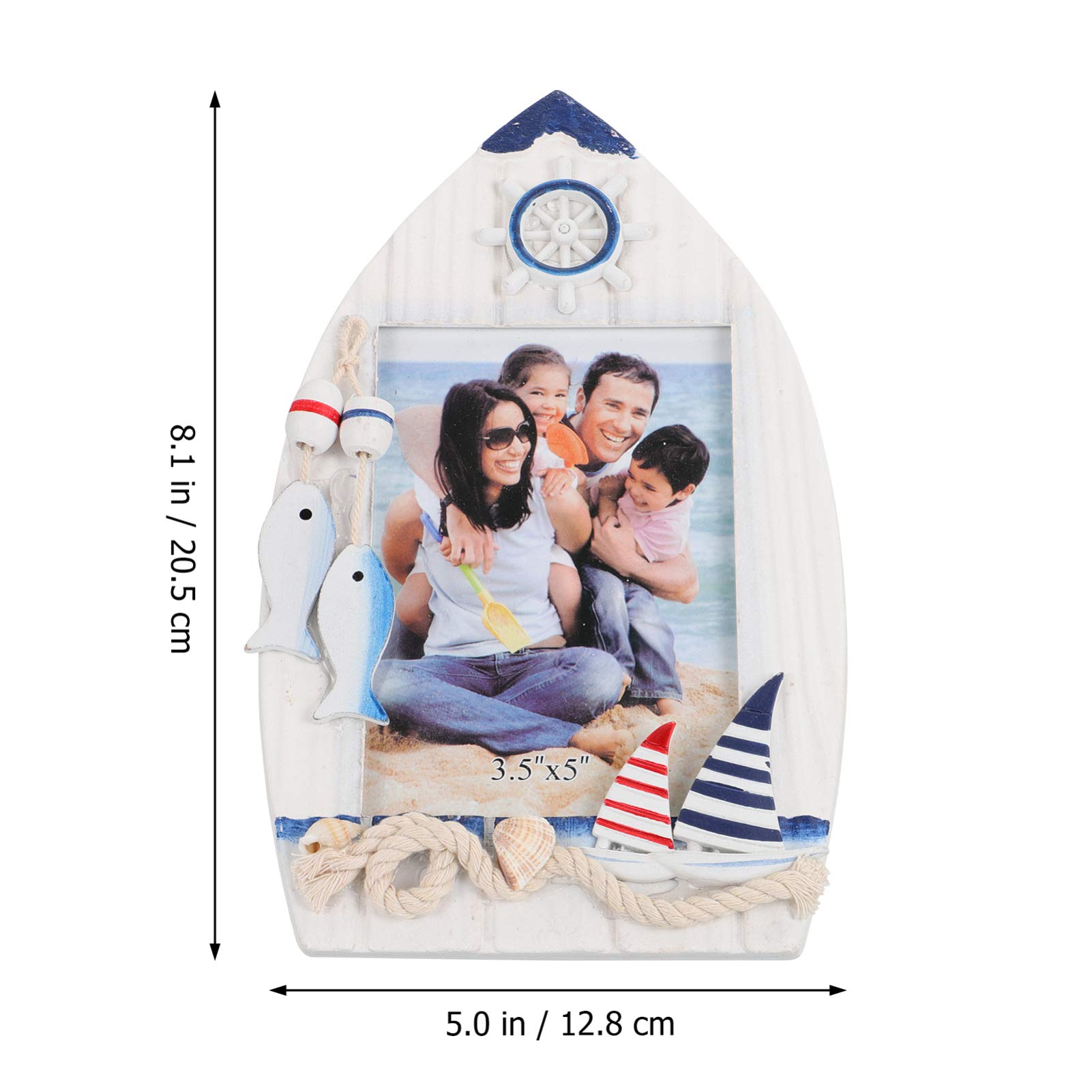 KESYOO Wooden Boat-Shaped Photo Frame - Decorative Tabletop Picture Frame for Wedding, Mediterranean Style Home Decor, Perfect for Displaying Memories in Living Room, Bedroom, or Office