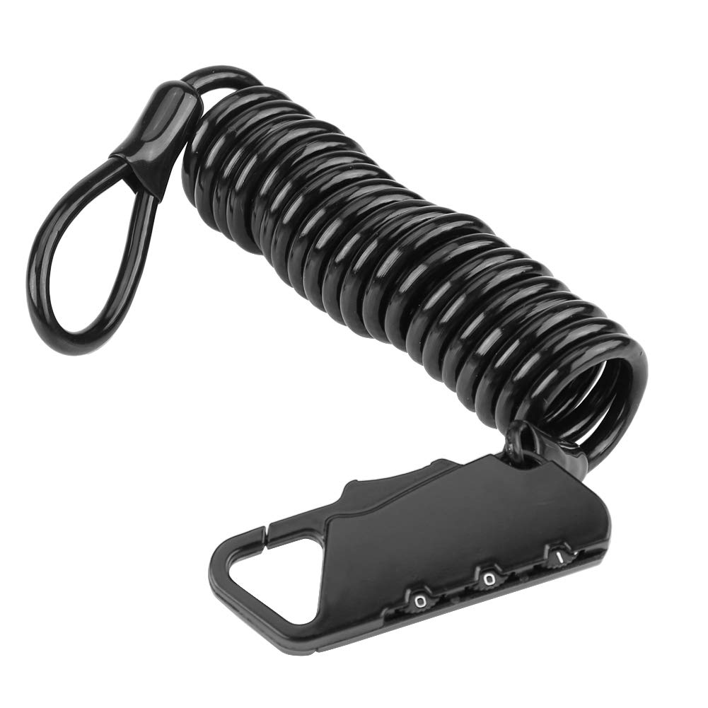 Universal Motorcycle Helmet Lock - 4 Digit Combination PIN Bike Helmet Lock with Cable & Carabiner for Motorcycle Gear, Jackets, Cabinets & Luggage | Secure Outdoor Sports Equipment for Cycling, Camping & Travel (Black)