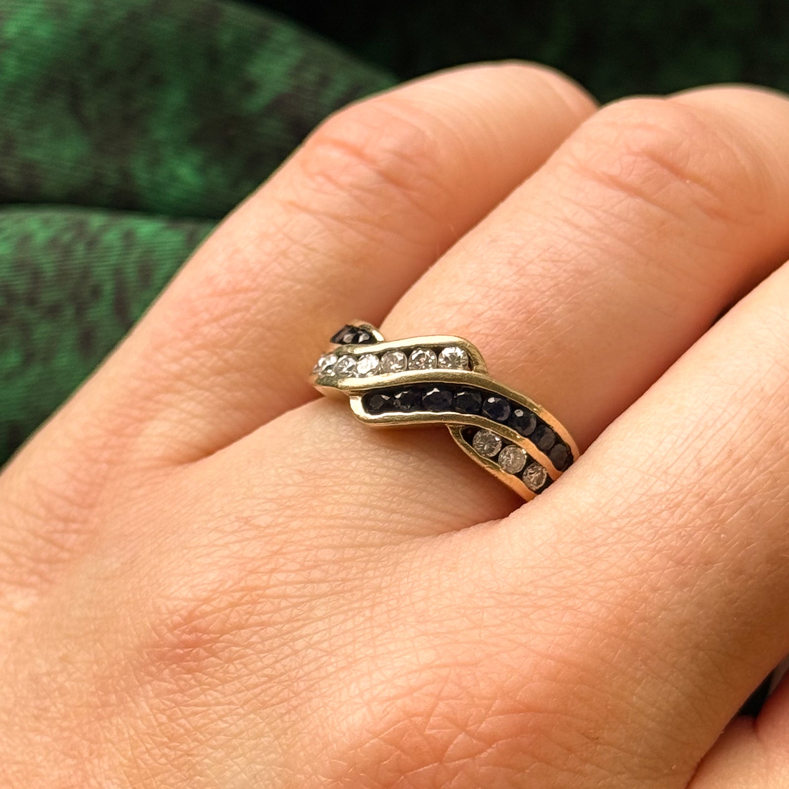 Elegant Sapphire and Diamond Channel Set Ring - 0.34ctw Sapphire & 0.28ctw Diamonds - Size 5.75 - Perfect for Engagement, Anniversary & Special Occasion Gifts