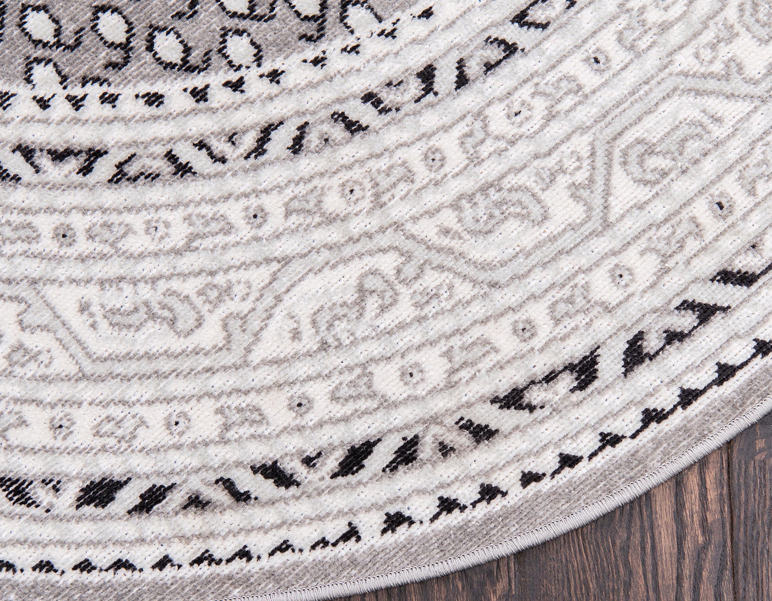 Unique Loom Williamsburg Collection Traditional Border Dotted Center Round Area Rug 3'7