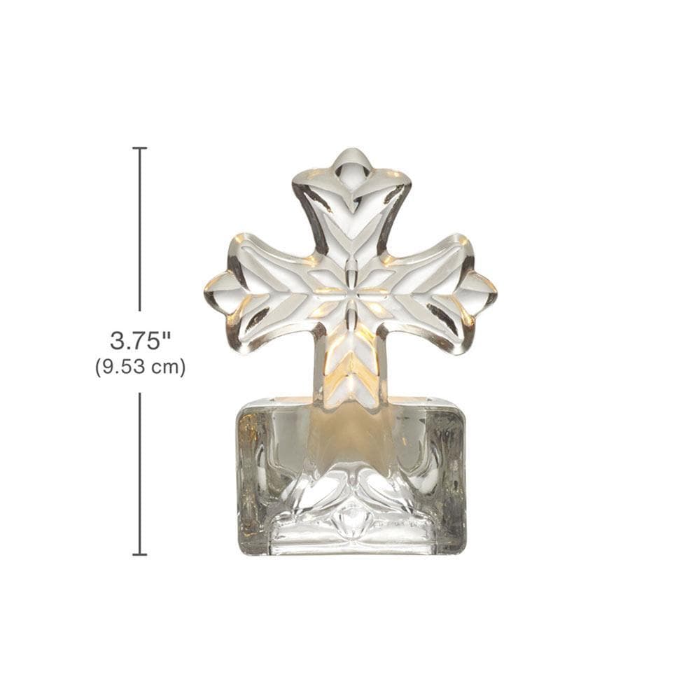 Rejoice Cross Tealight Candle Holder with Votive - 3.75 Inch Religious Home Decor for Church, Wedding, Christmas & Prayer Altar