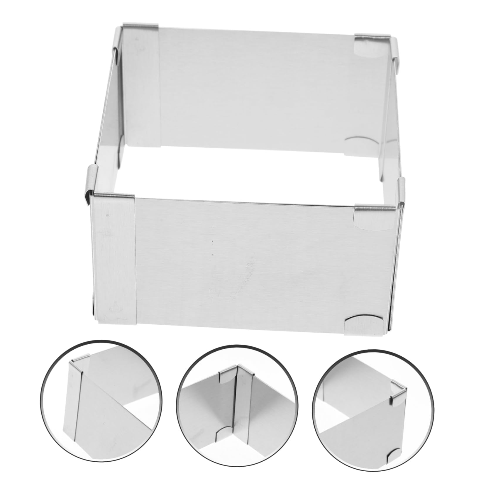 Square Cake Rings Stainless Steel Pastry Molds - Adjustable Square Mousse Molds, Funnel Cake Kit, Cookie Template & Cake Leveler for Baking, Pastry Making, Wedding Cakes, Dessert Decorations