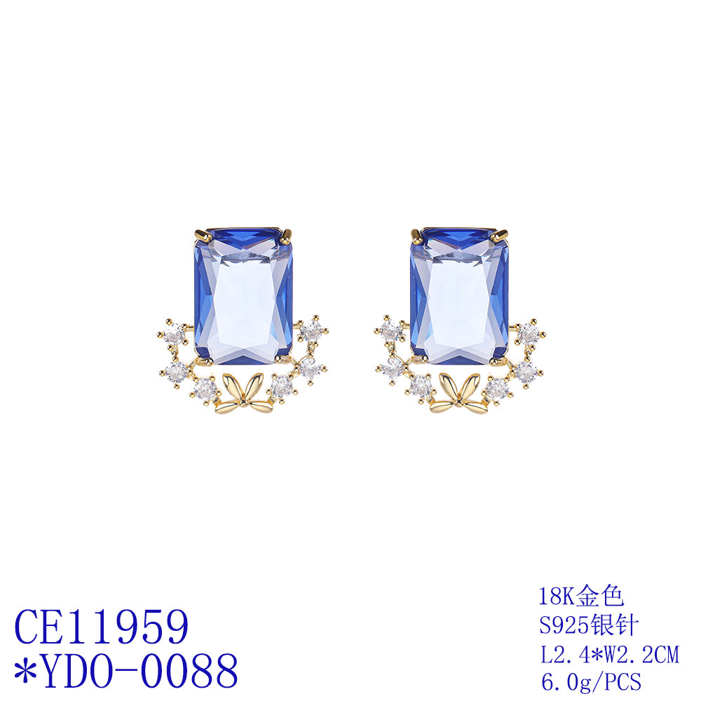 Square Cubic Zirconia Stud Earrings for Women - Elegant Wedding Jewelry, Bridal Earrings, Birthday Gift for Her - Perfect for Parties, Anniversaries & Special Occasions CE11959