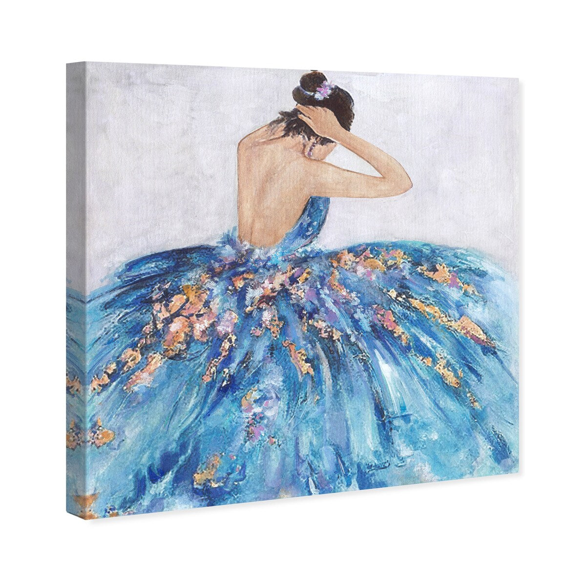 Elegant Blue Princess Dress Canvas Wall Art Print - Festive & Glamorous Home Decor for Bedroom, Nursery, or Living Room