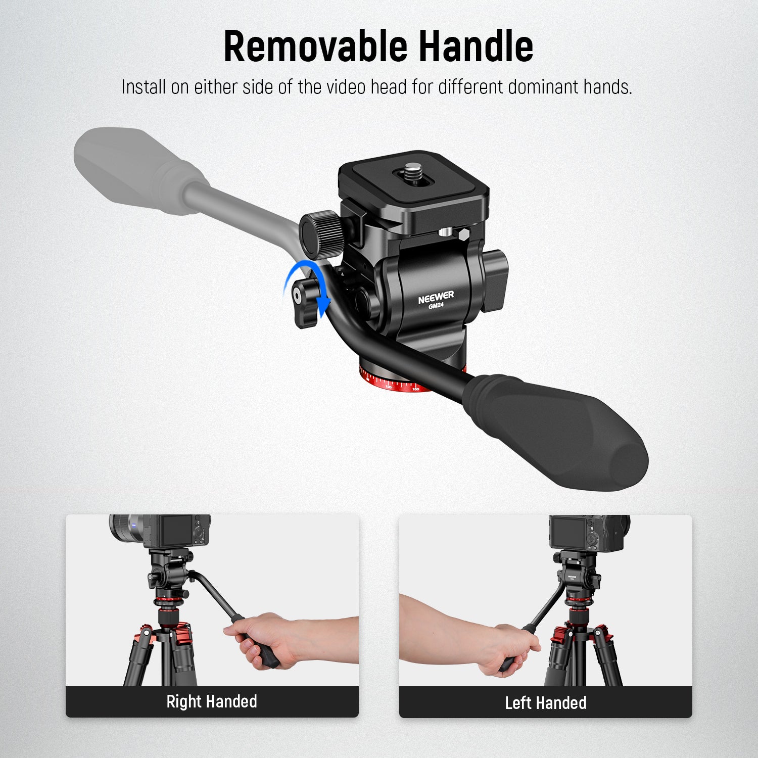 NEEWER GM24 Professional Tripod Fluid Head for DSLR Cameras - Smooth Pan & Tilt Video Shooting - Perfect for Vlogging, Live Streaming & Photography