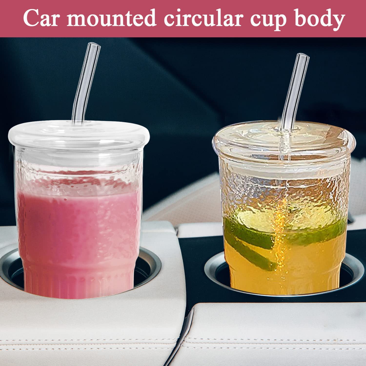 2 Packs 20 oz Glass Tumbler with Lids and Straws - Reusable Clear Glass Coffee Mug for Hot & Cold Drinks - Insulated Thick Wall Iced Tea Cup - Perfect for Coffee, Tea, Smoothies at Home, Office or Travel