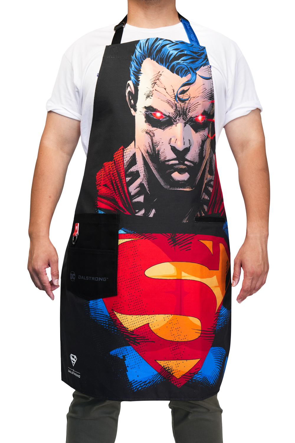Premium Superman™ Edition Chef's Apron - 100% Breathable Cotton Kitchen Apron with Heat Vision Design - Dalstrong © - Perfect for Cooking, Grilling & Baking at Home
