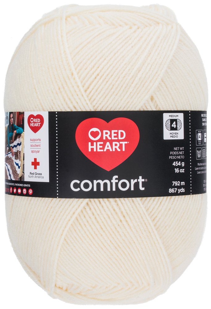 Red Heart Comfort Yarn - Soft Acrylic Knitting Yarn, New Cream Color (1 Skein) | Perfect for Blankets, Scarves & DIY Crochet Projects