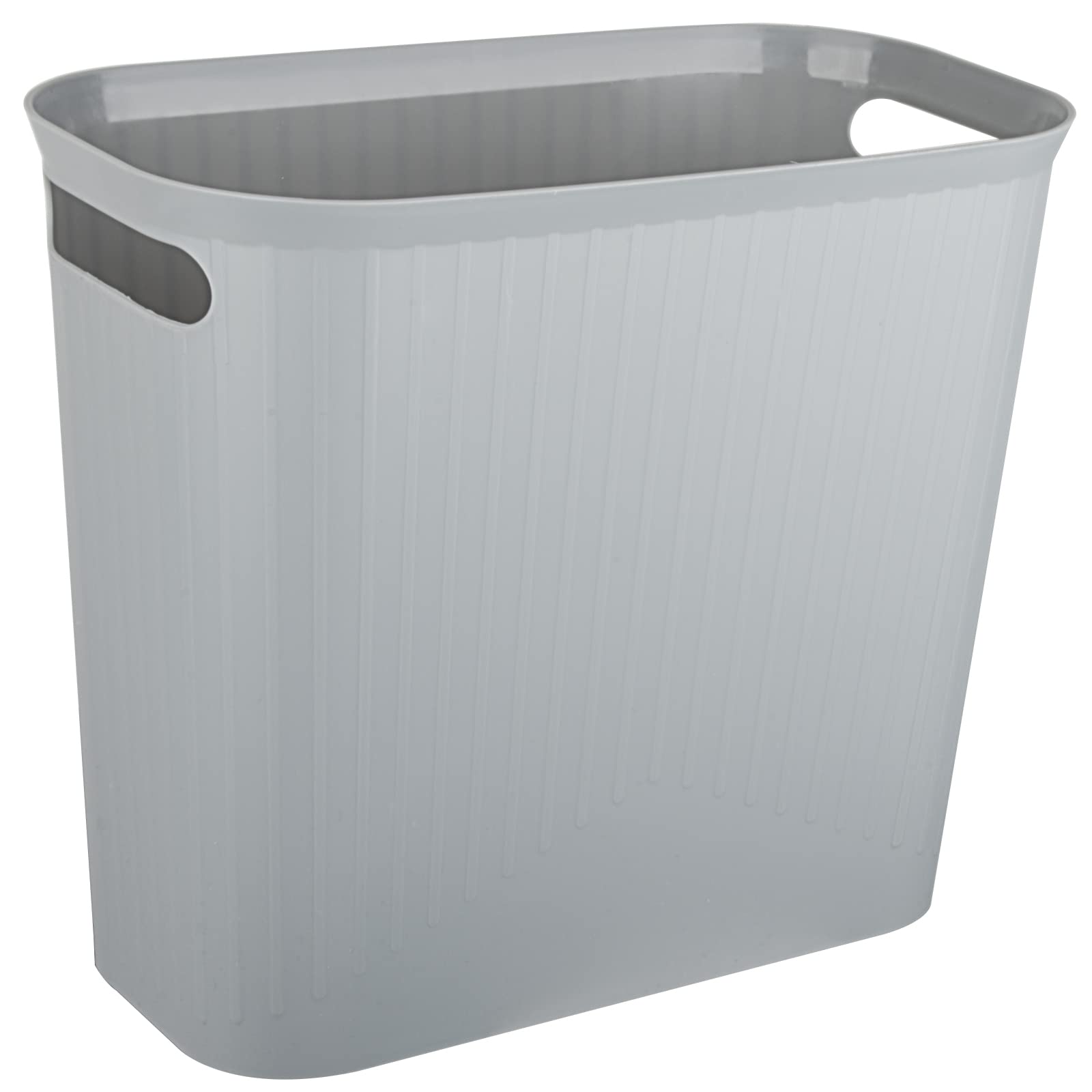 Rejomiik 3.5 Gallon Slim Plastic Trash Can with Handles - Small Waste Basket for Bathroom, Bedroom, Office, Kitchen & Dorm - Space-Saving Rectangular Garbage Bin (Gray, 1-Pack) - Perfect for Tight Spaces & Home Organization