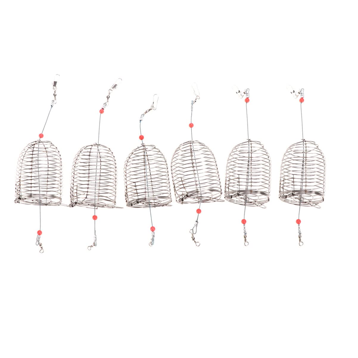 BESPORTBLE 6PCS Stainless Steel Fishing Bait Cages - Durable Lure Cage Bait Feeder Holder for Freshwater & Saltwater Fishing Tackle (Red) - Perfect for Bass, Trout, and Catfish Angling