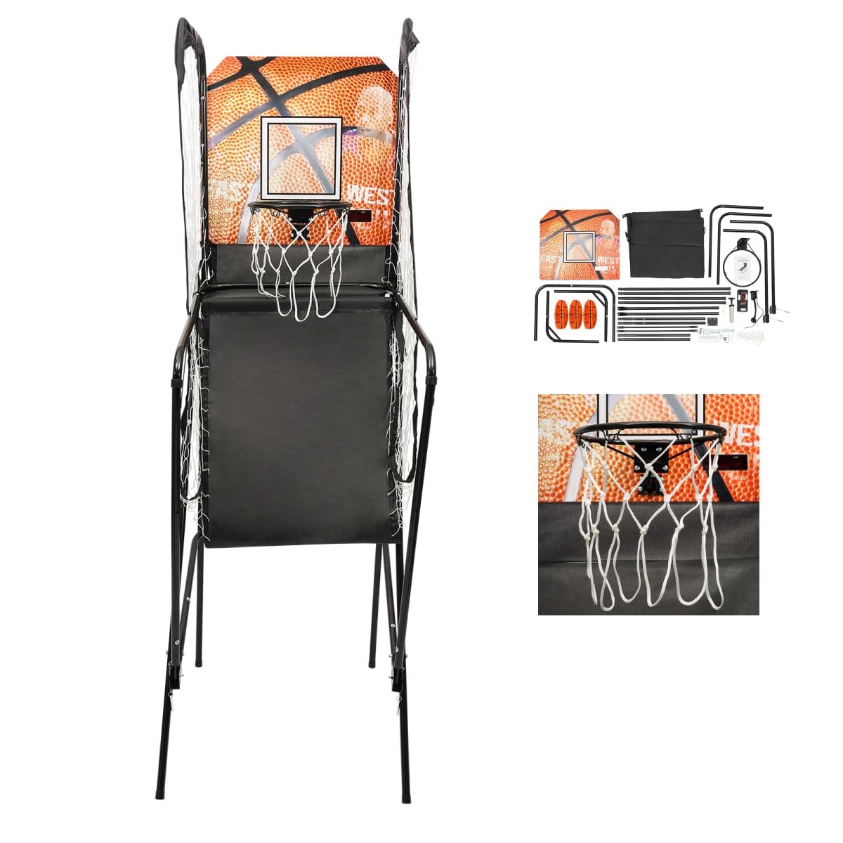 Electronic Basketball Arcade Game - Foldable Indoor Hoop Shot with LED Scoreboard & 3 Balls - Perfect for Home, Playground & Game Room Entertainment