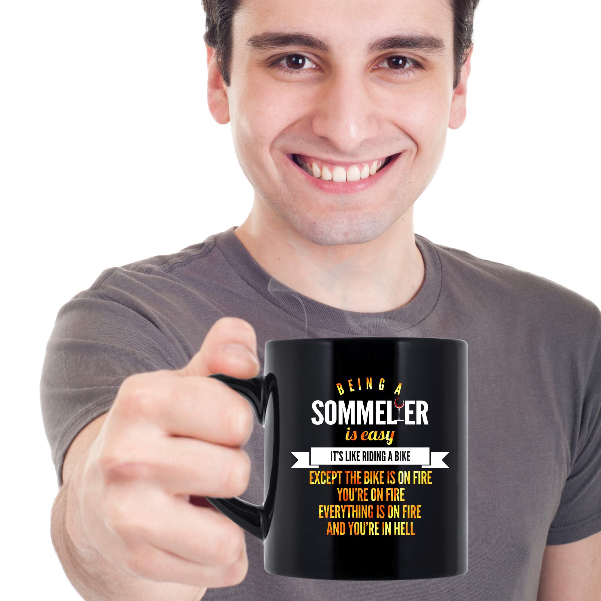 11 oz Black Sommelier Coffee Mug - Funny Gift for Wine Lovers, Men & Women - Perfect for Office Humor, Housewarming Gifts & Wine Tasting Parties