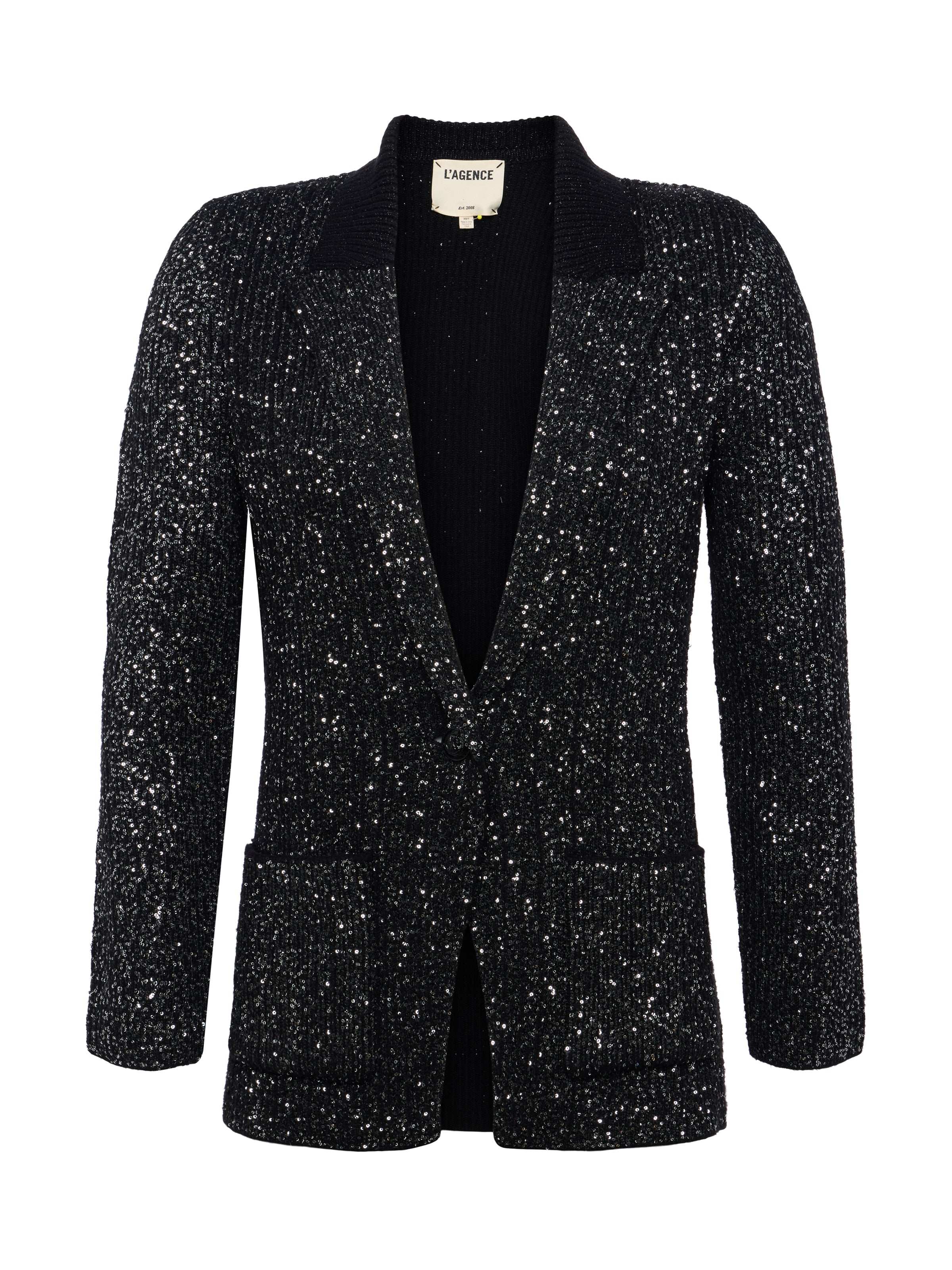Leonora Sequin Knit Blazer for Women - Elegant Sparkly Jacket for Party, Wedding & Evening Events - Fashionable Office Wear & Night Out Outfit