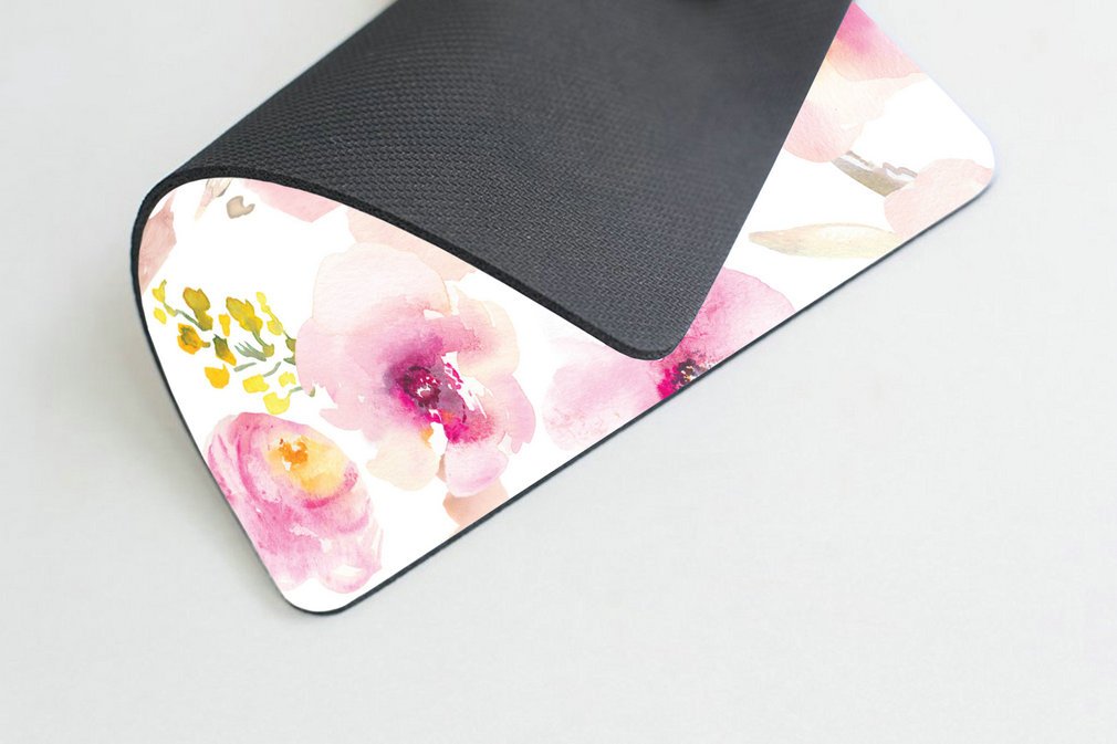 Modern Watercolor Pink and Purple Floral Pattern Non-Slip Rectangle Mouse Pad - Soft Gaming Mouse Mat for Office, Home & PC Laptop Use