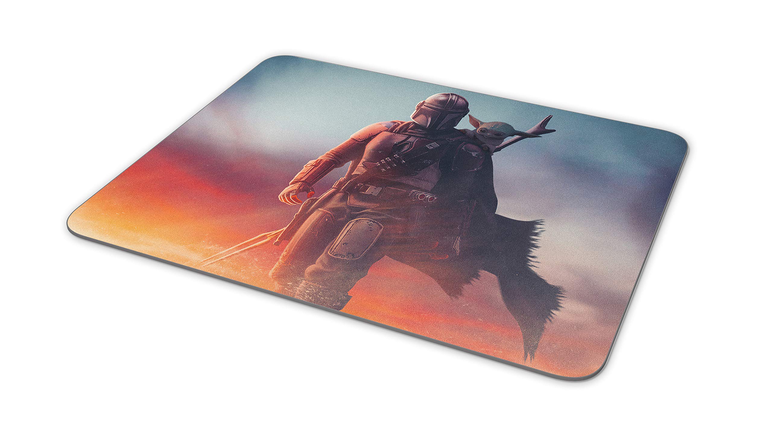 Star Wars Baby Yoda & Mandalorian Themed Mouse Pad - Non-Slip Rubber Gaming & Office Desk Mat (9.5