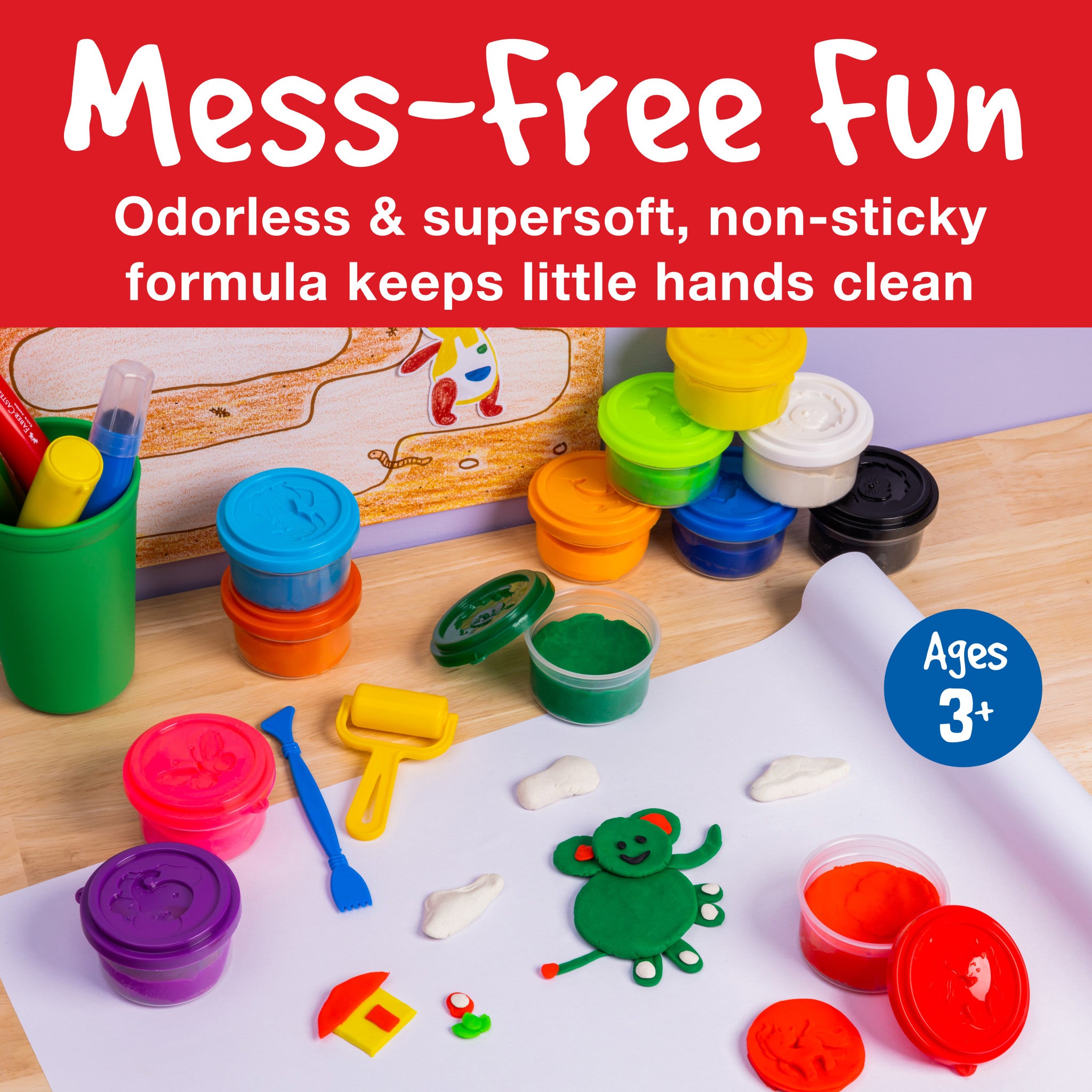 Little Creatives 12 Pack Super Soft Non-Toxic Modeling Dough for Kids - Safe & Vibrant Colors for Creative Play, Arts & Crafts, Sensory Development & Early Learning Activities